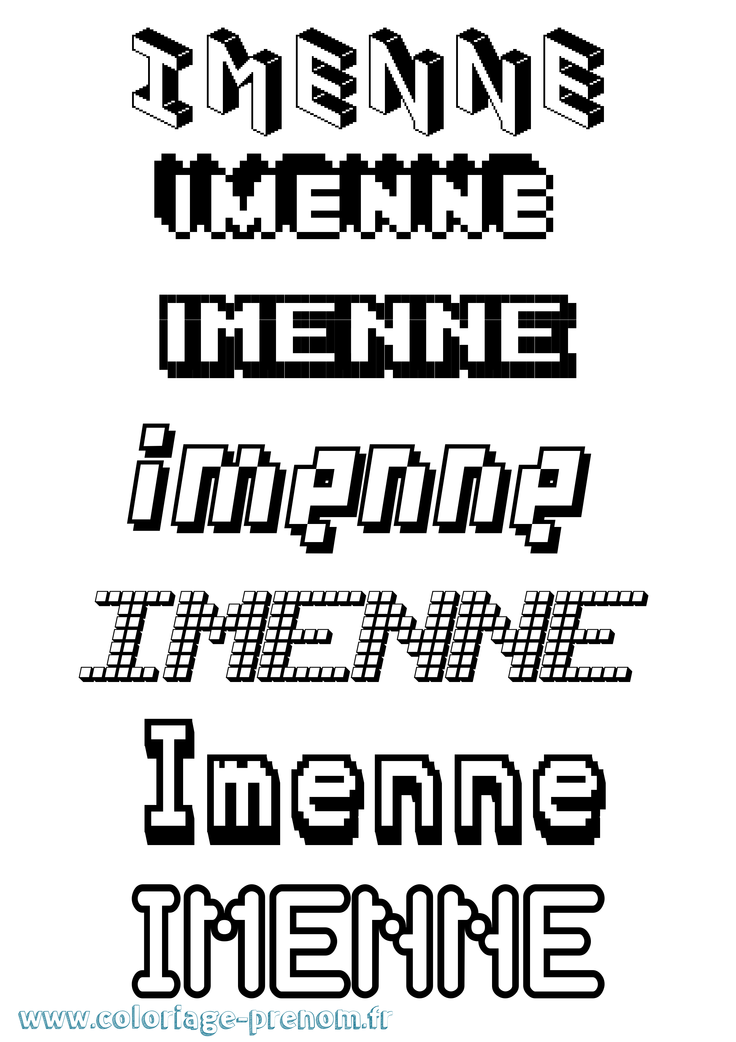 Coloriage Imenne Pixel Coloriage prénom Imenne Pixel