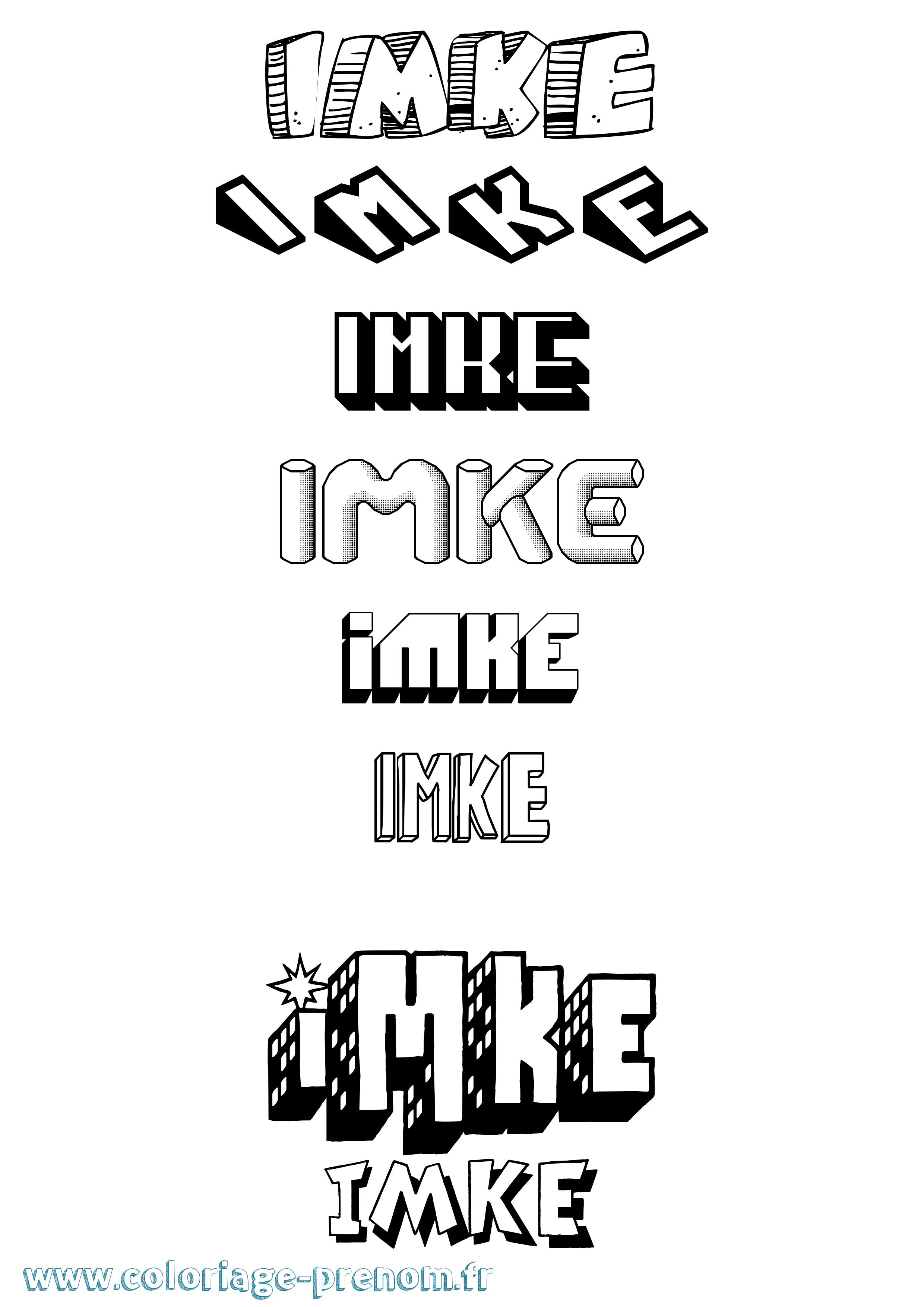 Coloriage Imke Effet 3D Coloriage prénom Imke Effet 3D
