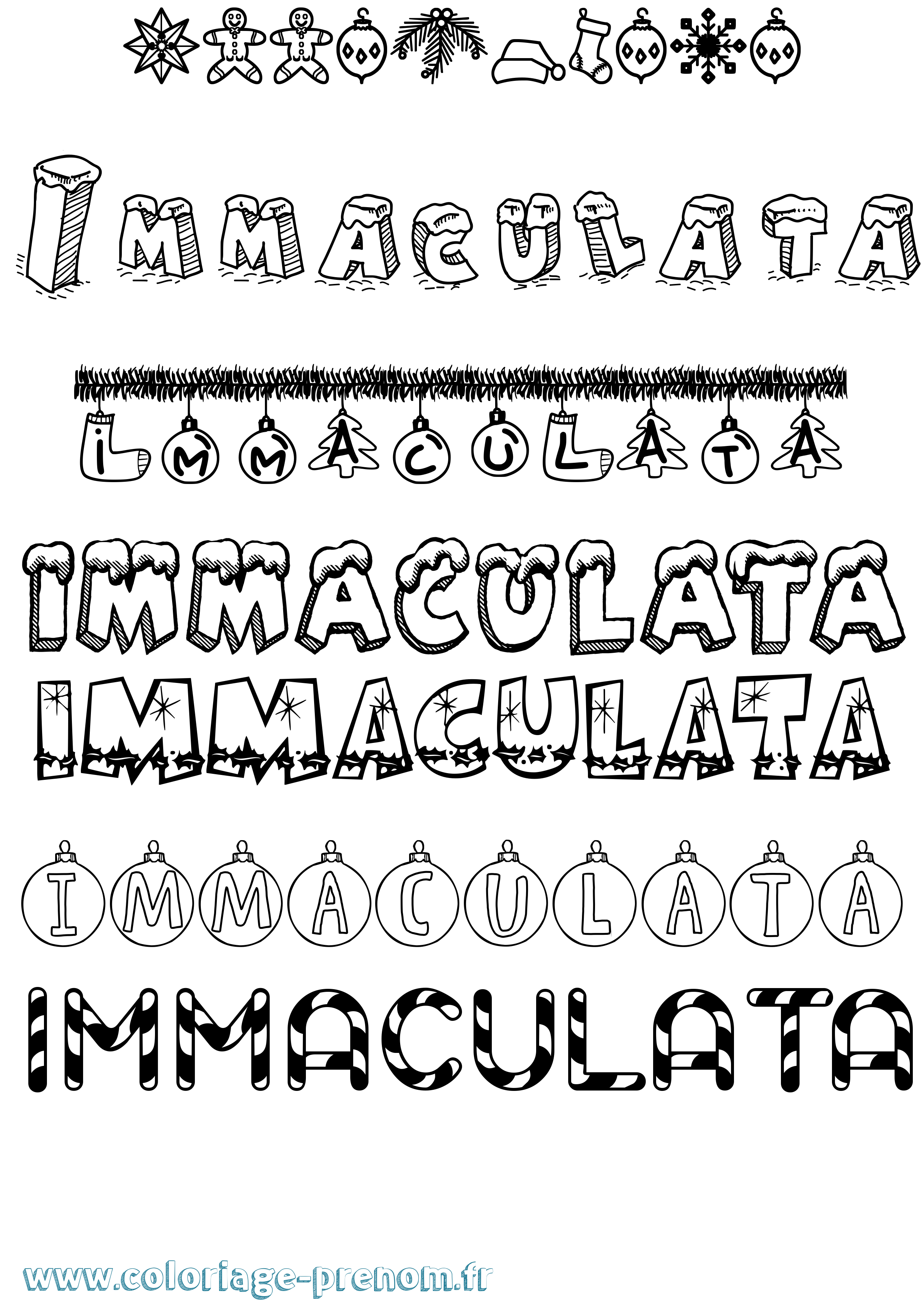 Coloriage Immaculata Noël Coloriage prénom Immaculata Noël
