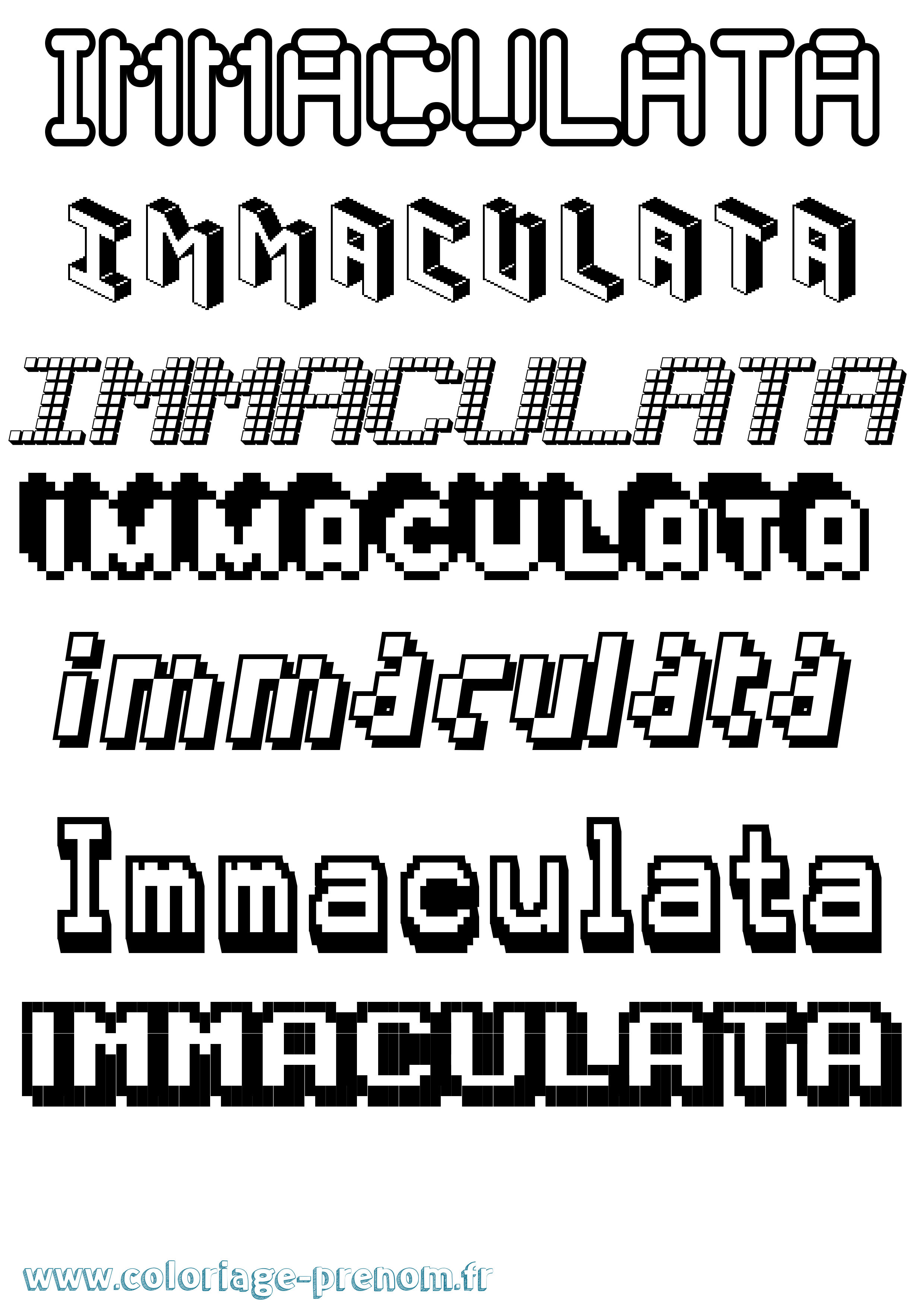 Coloriage Immaculata Pixel Coloriage prénom Immaculata Pixel