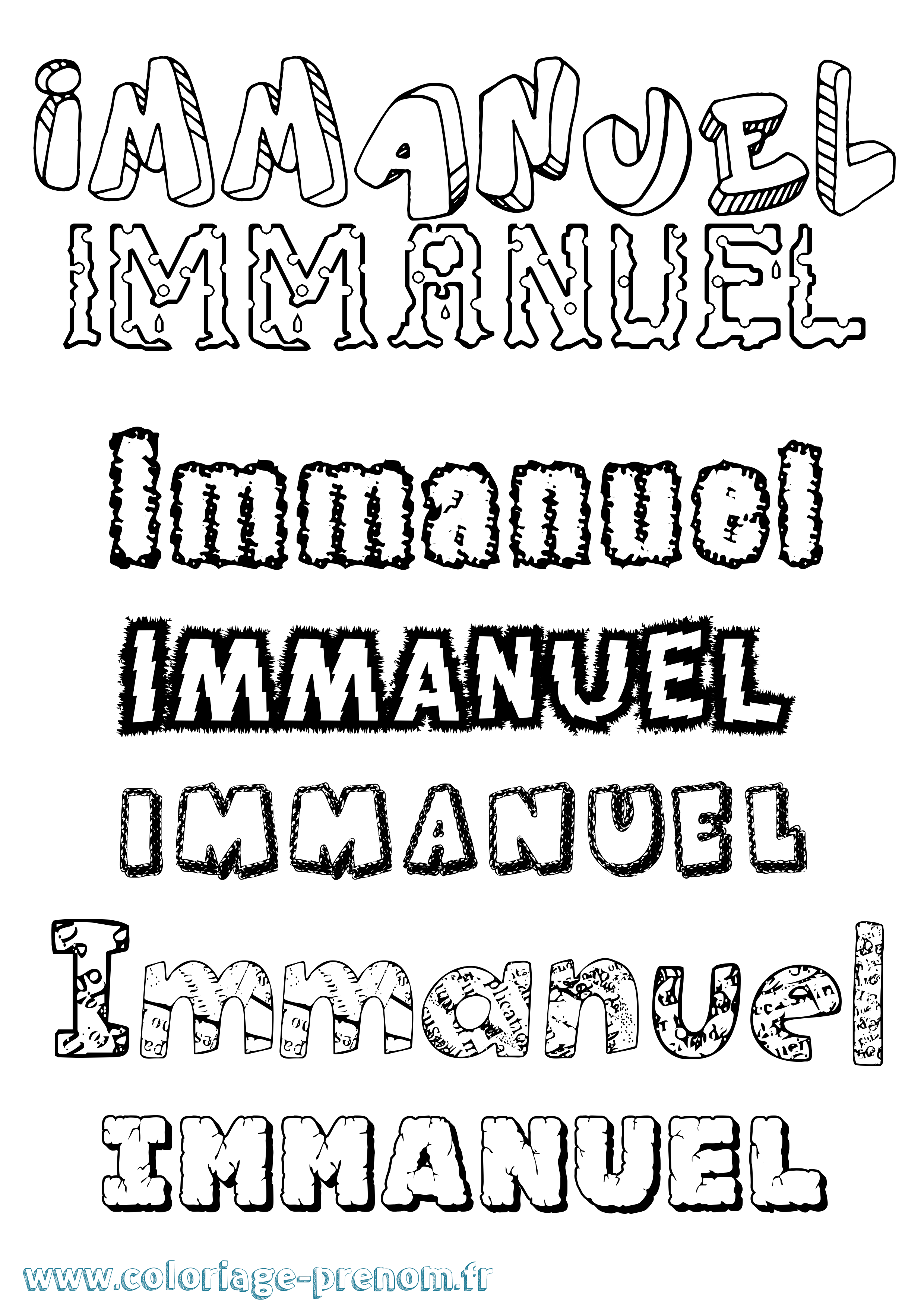 Coloriage Immanuel Destructuré Coloriage prénom Immanuel Destructuré