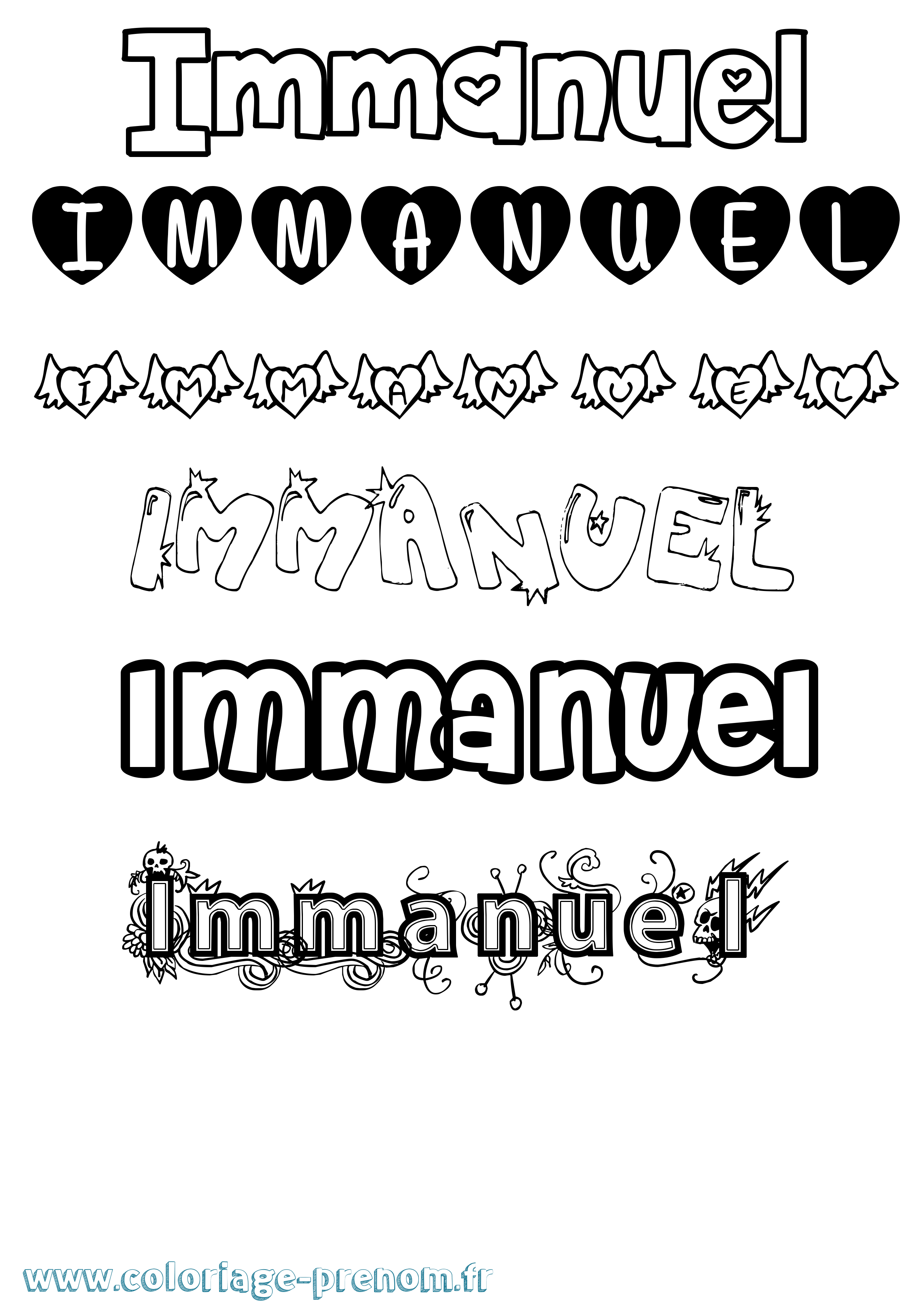 Coloriage Immanuel Girly Coloriage prénom Immanuel Girly