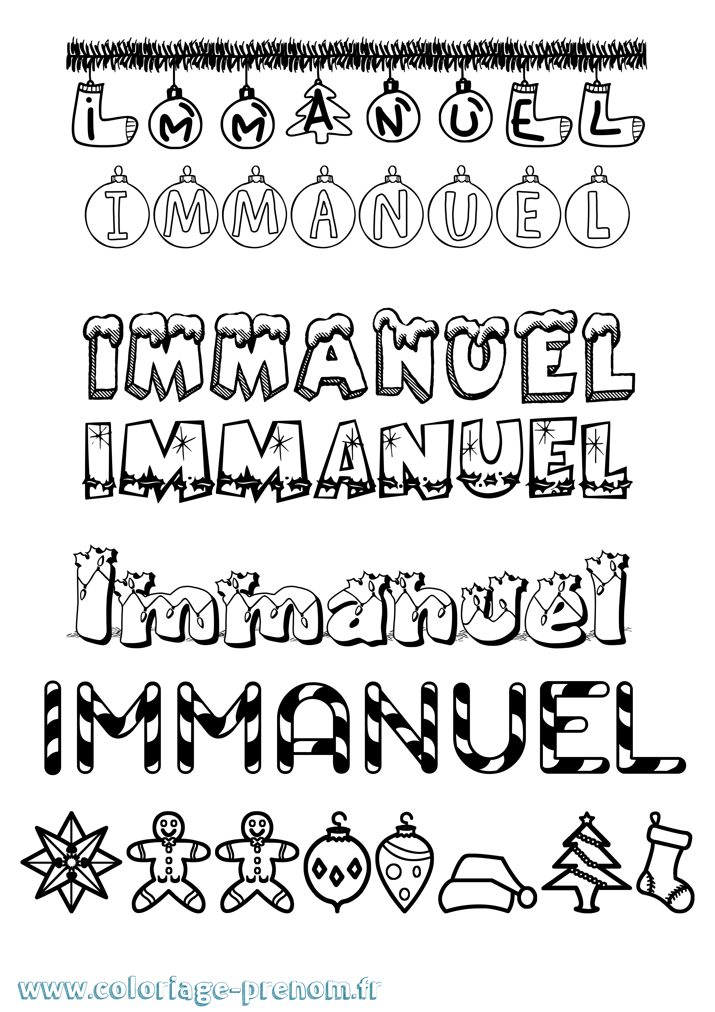 Coloriage Immanuel Noël Coloriage prénom Immanuel Noël