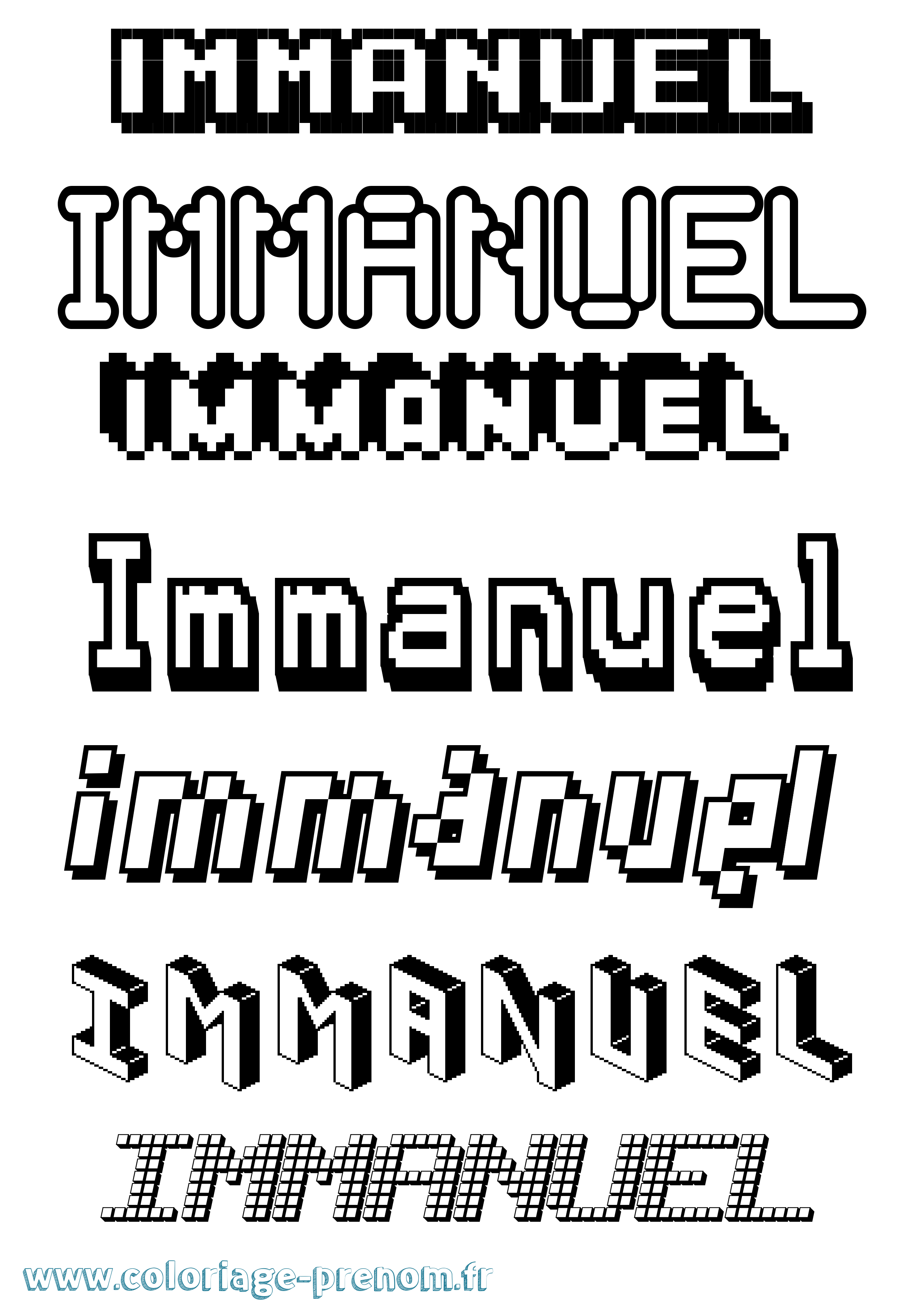Coloriage Immanuel Pixel Coloriage prénom Immanuel Pixel
