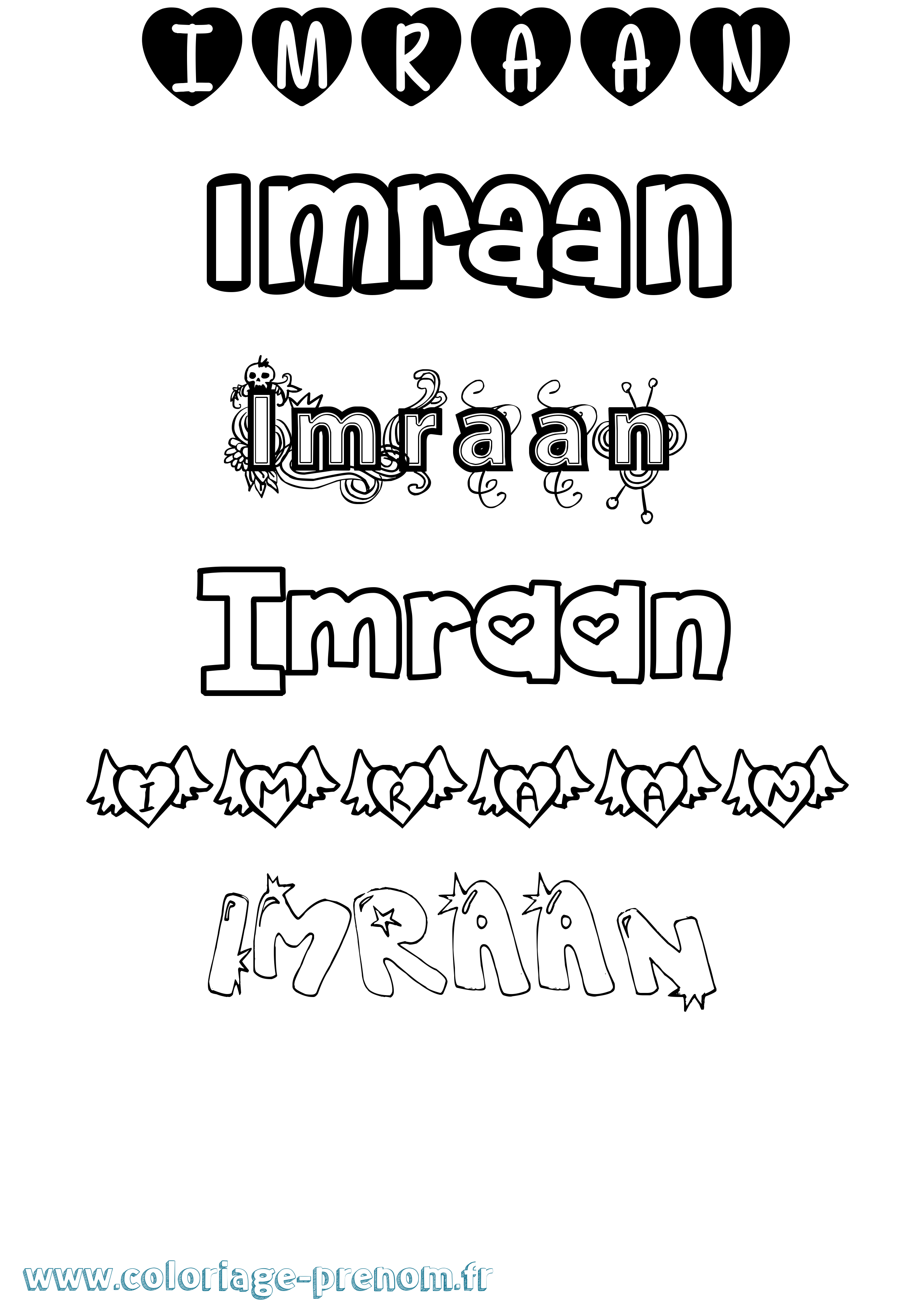 Coloriage Imraan Girly Coloriage prénom Imraan Girly
