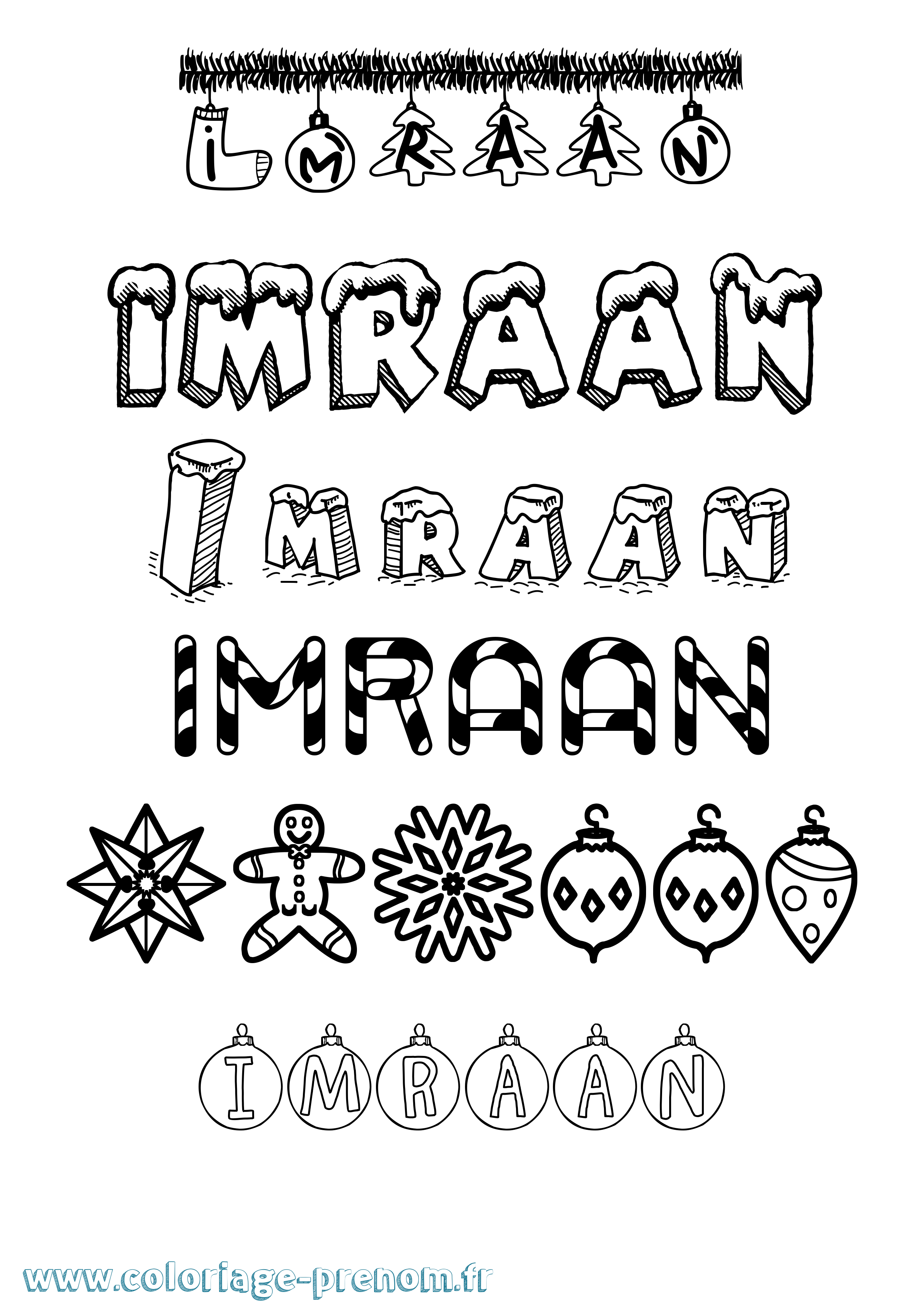 Coloriage Imraan Noël Coloriage prénom Imraan Noël