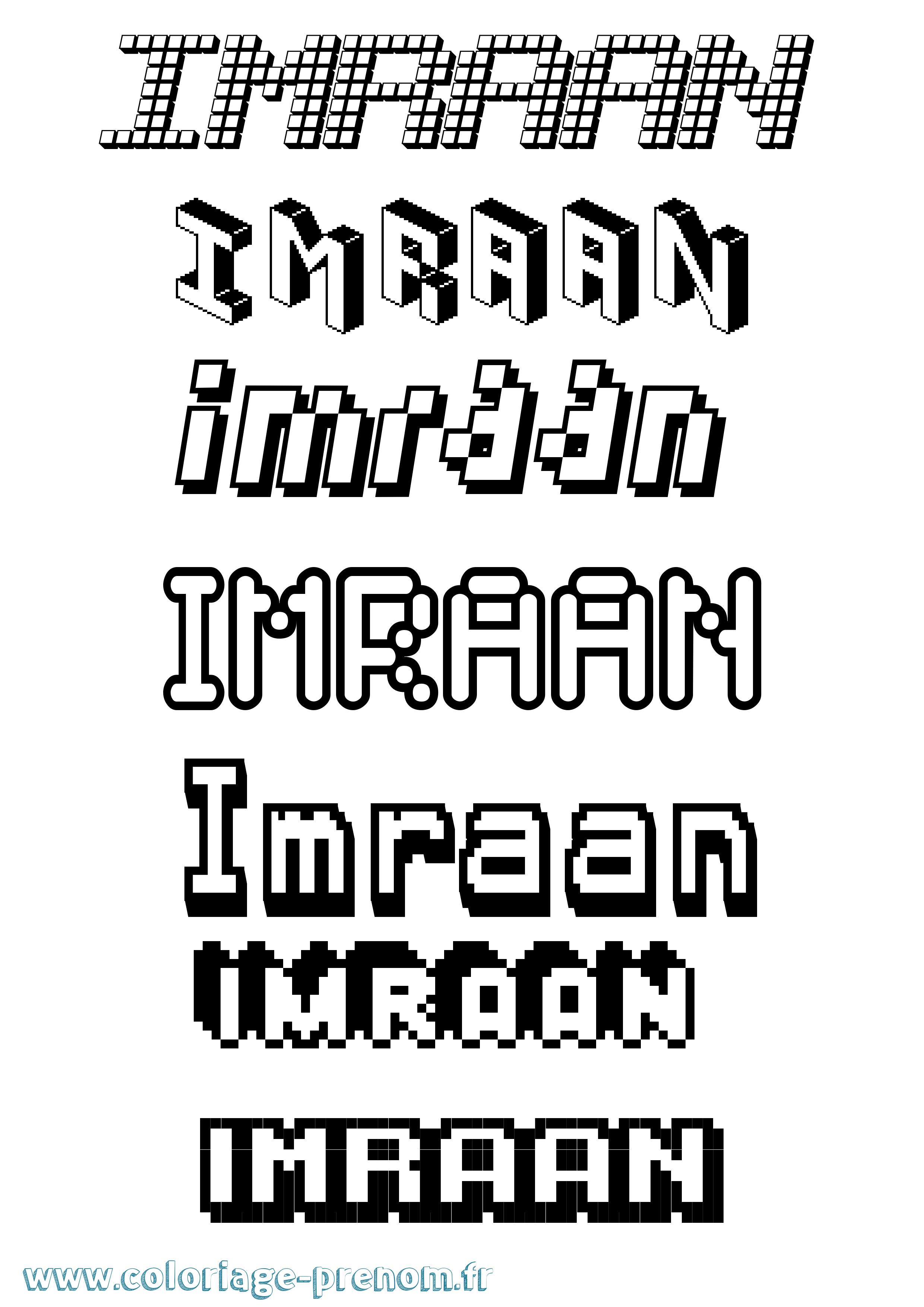 Coloriage Imraan Pixel Coloriage prénom Imraan Pixel