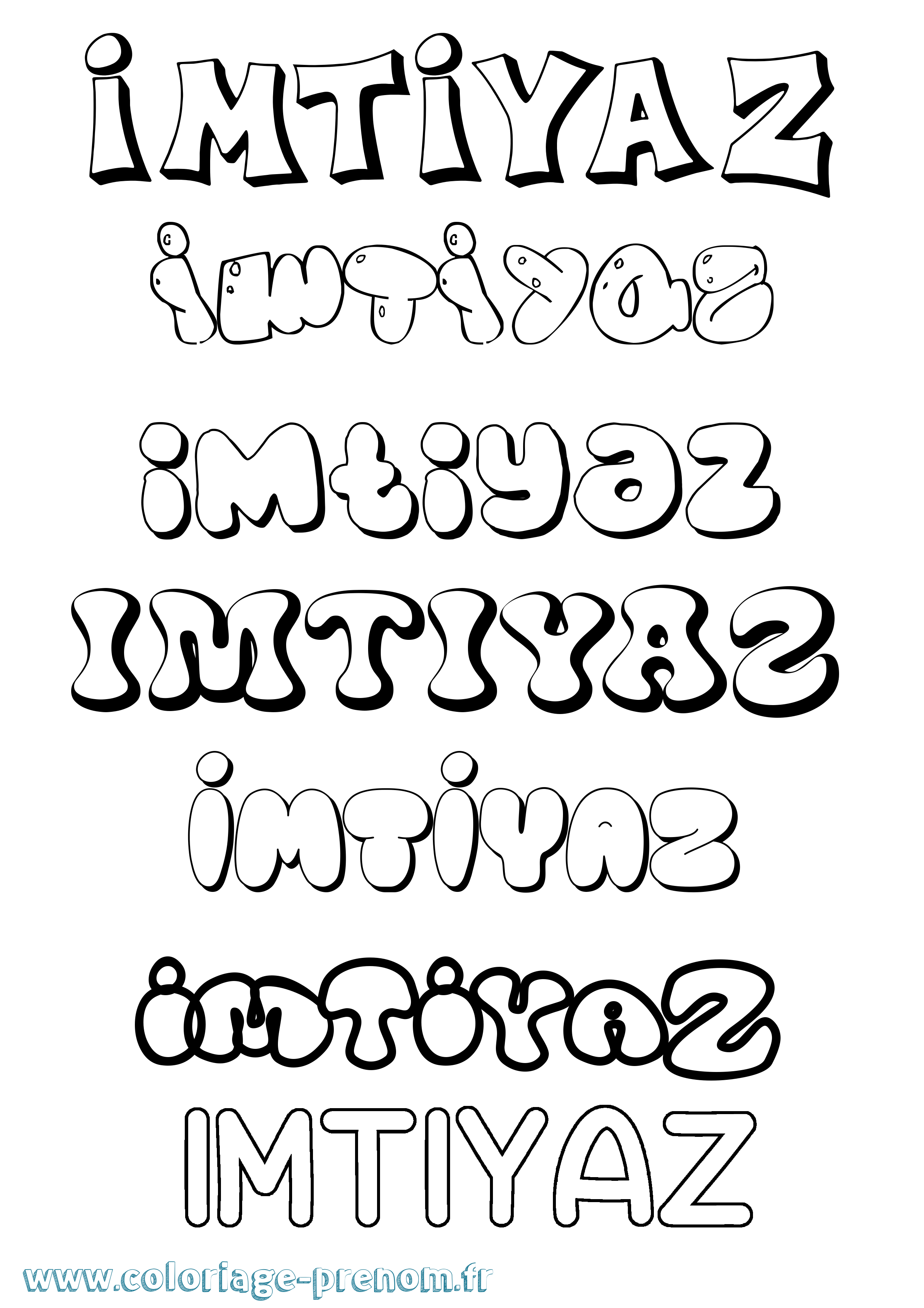 Coloriage Imtiyaz Bubble Coloriage prénom Imtiyaz Bubble