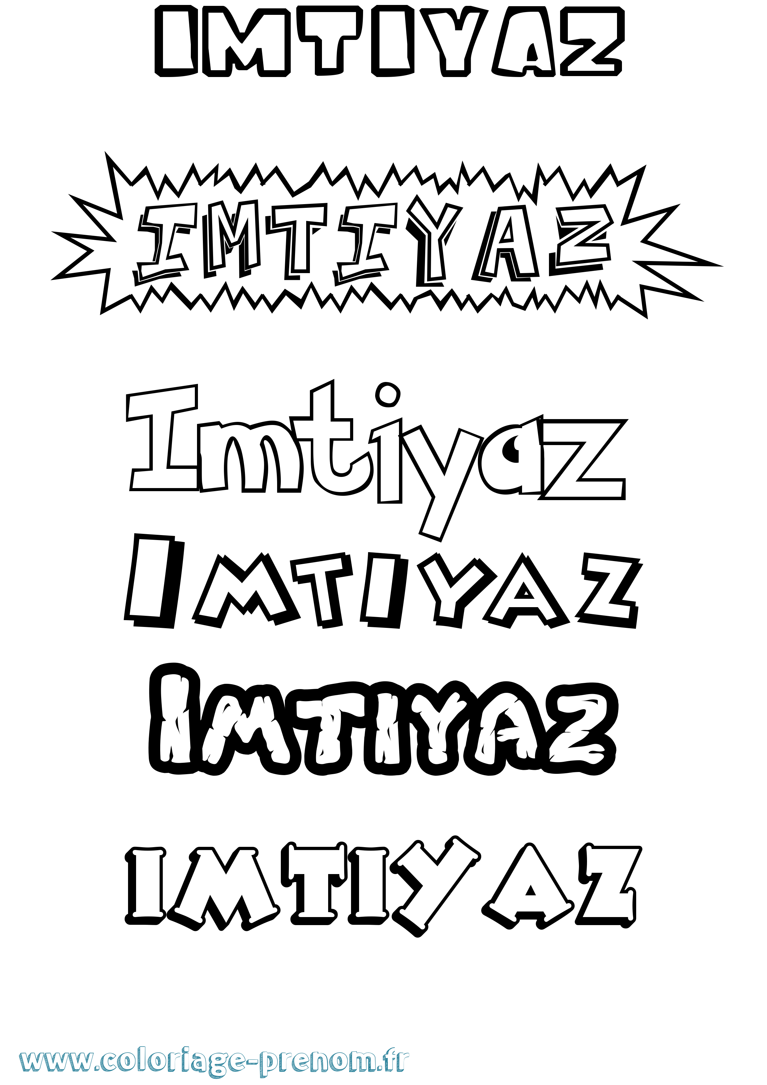 Coloriage Imtiyaz Dessin Animé Coloriage prénom Imtiyaz Dessin Animé