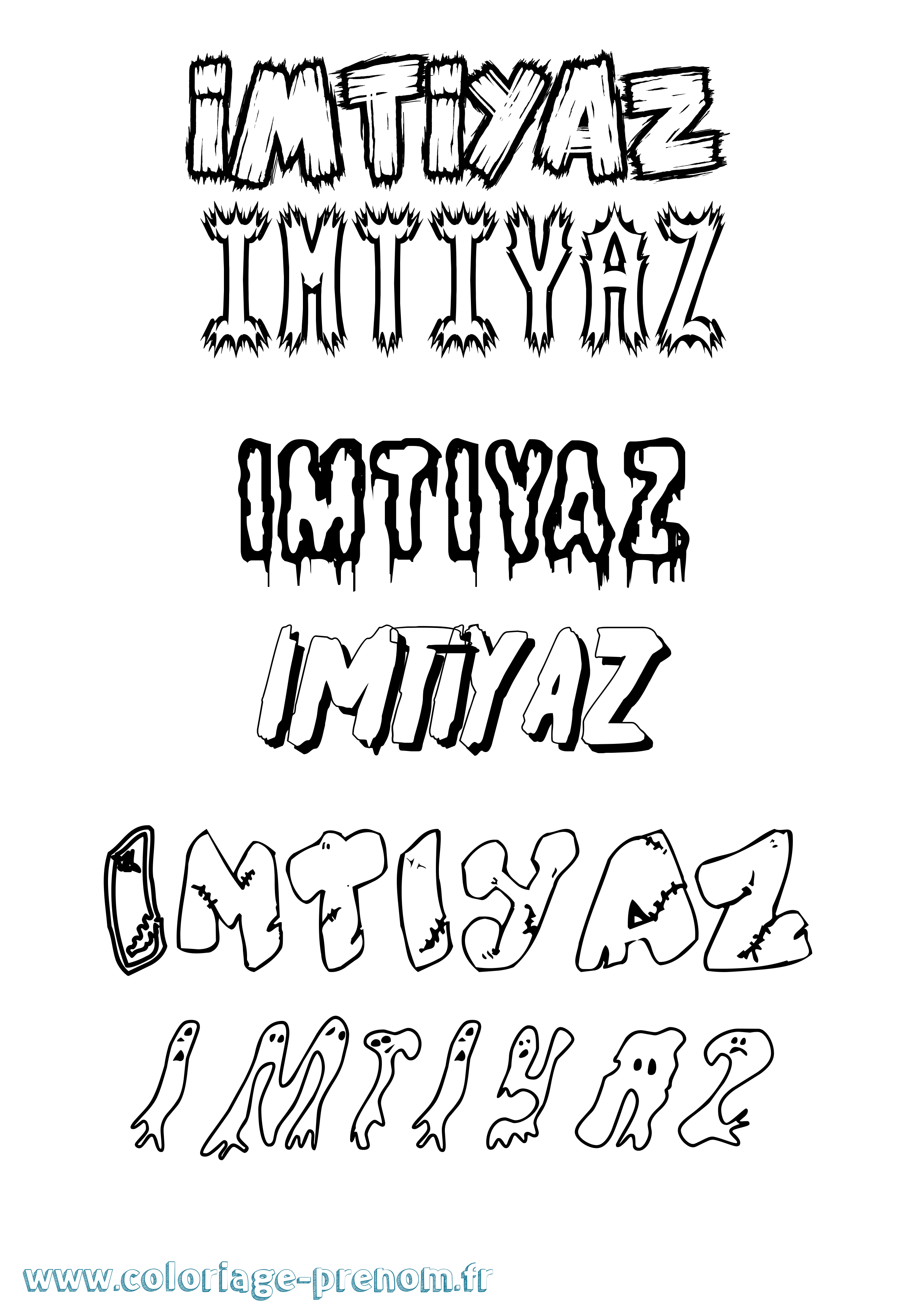 Coloriage Imtiyaz Frisson Coloriage prénom Imtiyaz Frisson