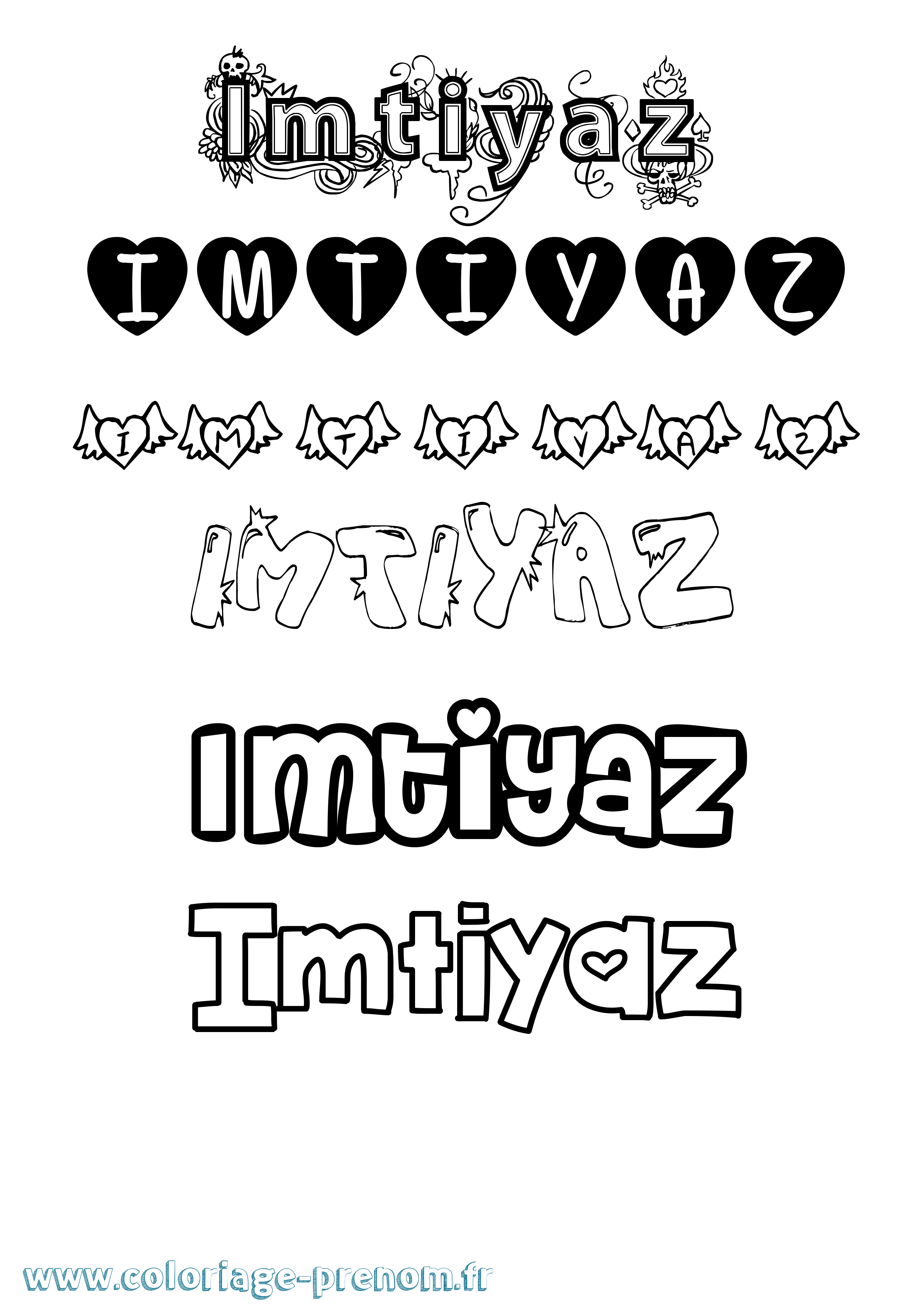Coloriage Imtiyaz Girly Coloriage prénom Imtiyaz Girly