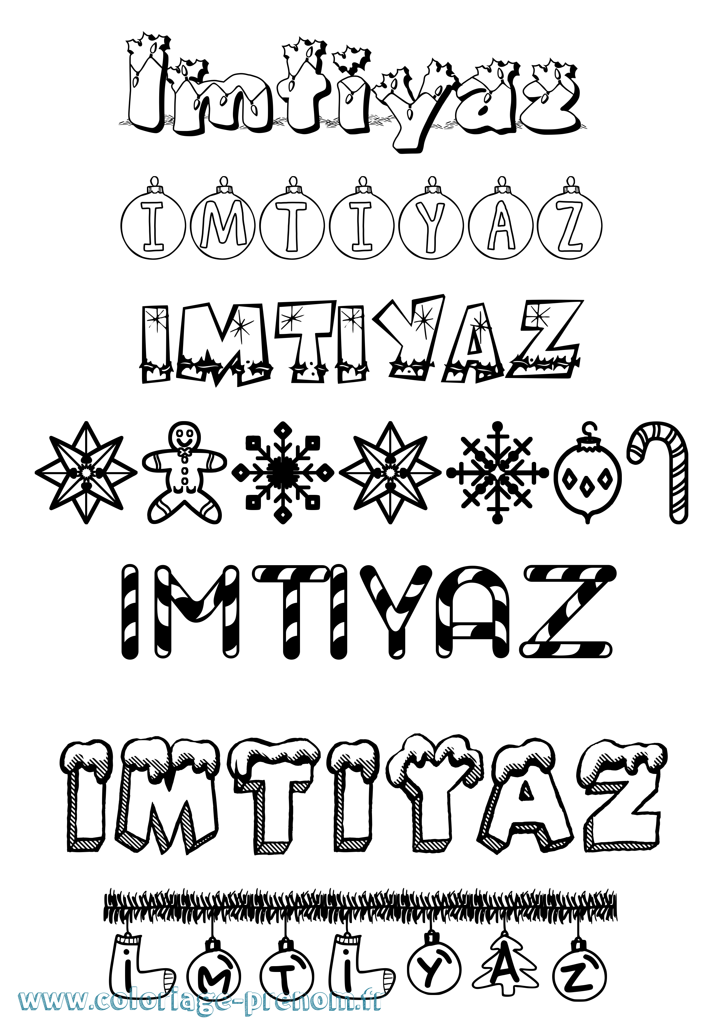 Coloriage Imtiyaz Noël Coloriage prénom Imtiyaz Noël
