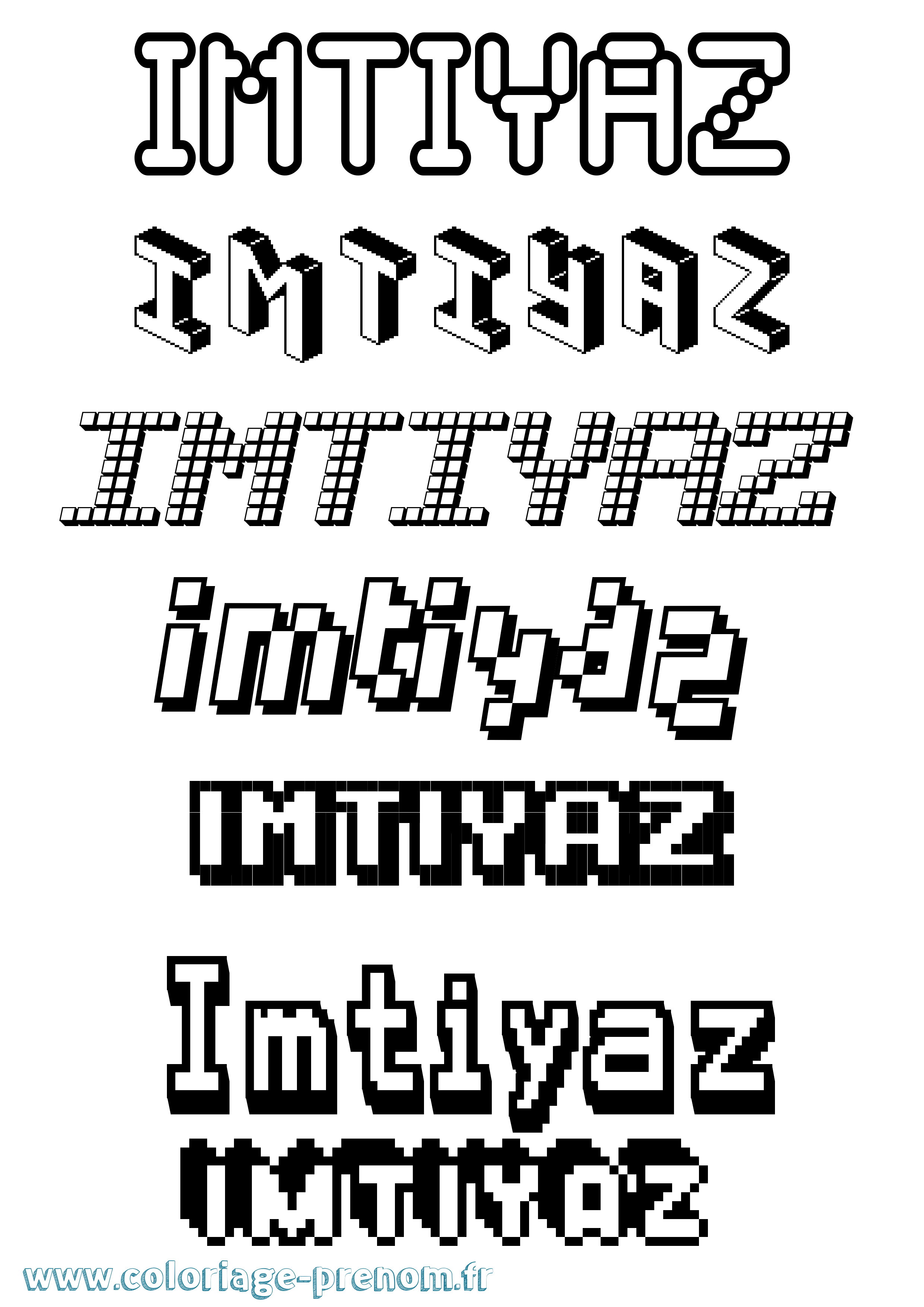 Coloriage Imtiyaz Pixel Coloriage prénom Imtiyaz Pixel