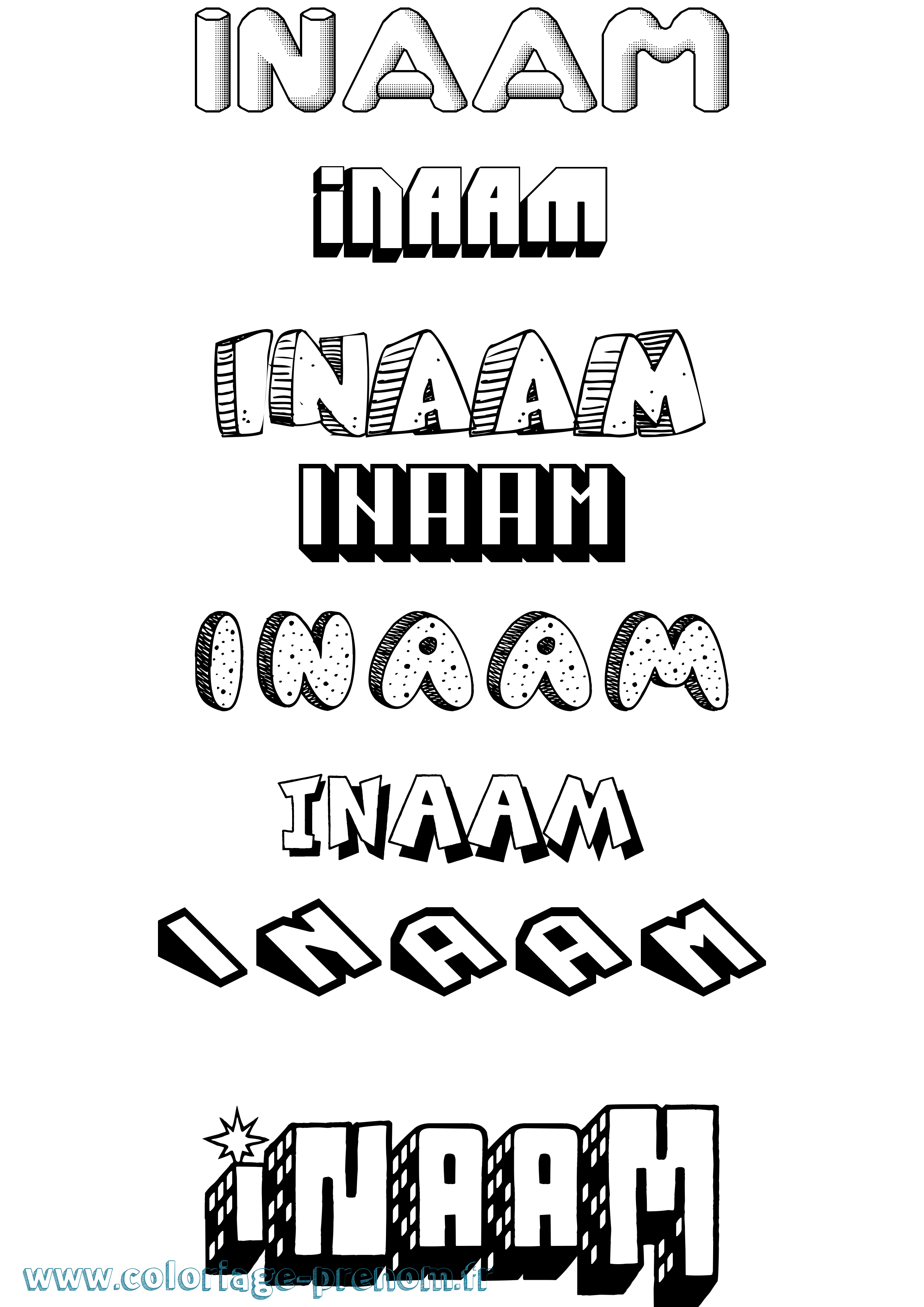 Coloriage Inaam Effet 3D Coloriage prénom Inaam Effet 3D