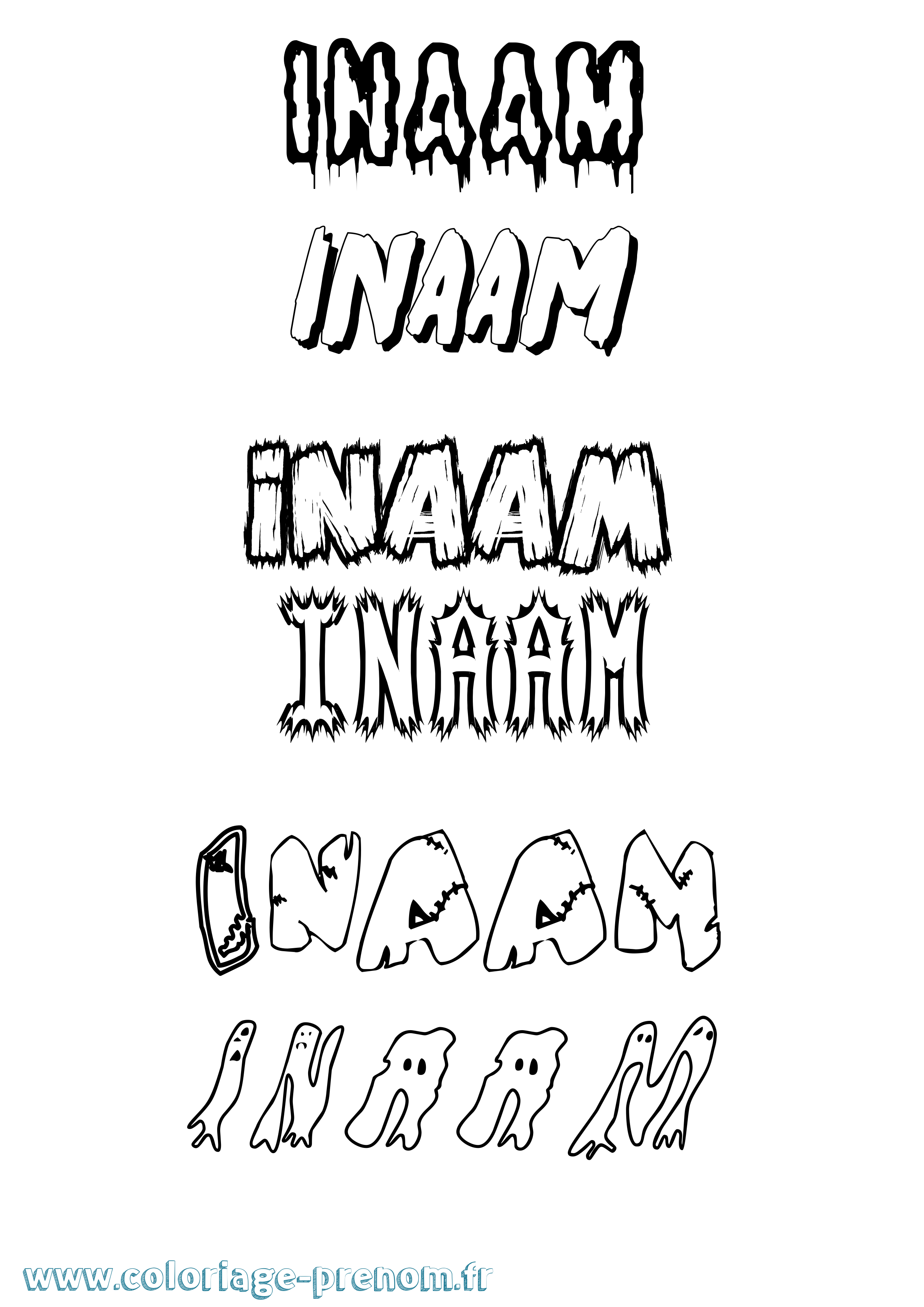 Coloriage Inaam Frisson Coloriage prénom Inaam Frisson