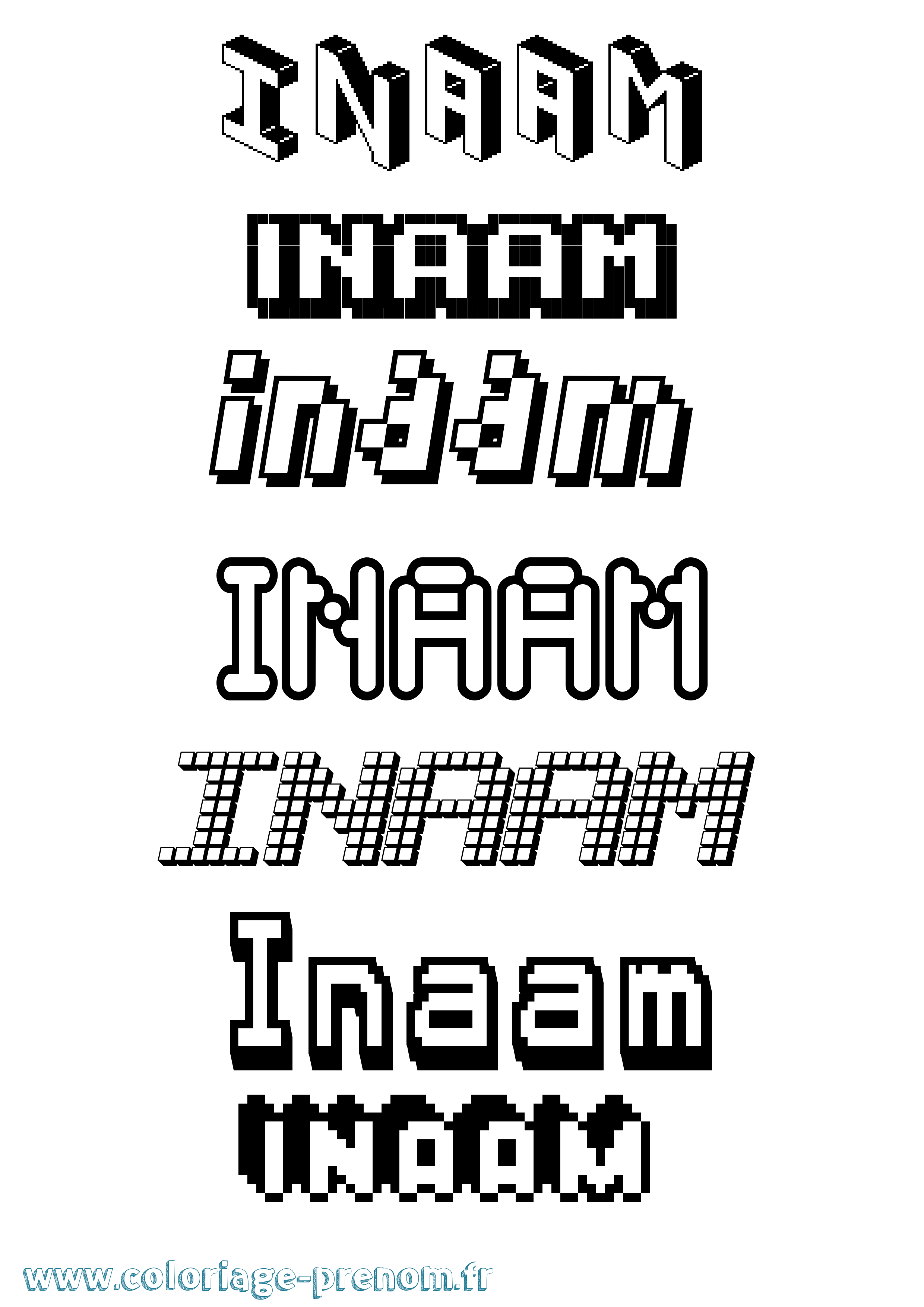 Coloriage Inaam Pixel Coloriage prénom Inaam Pixel