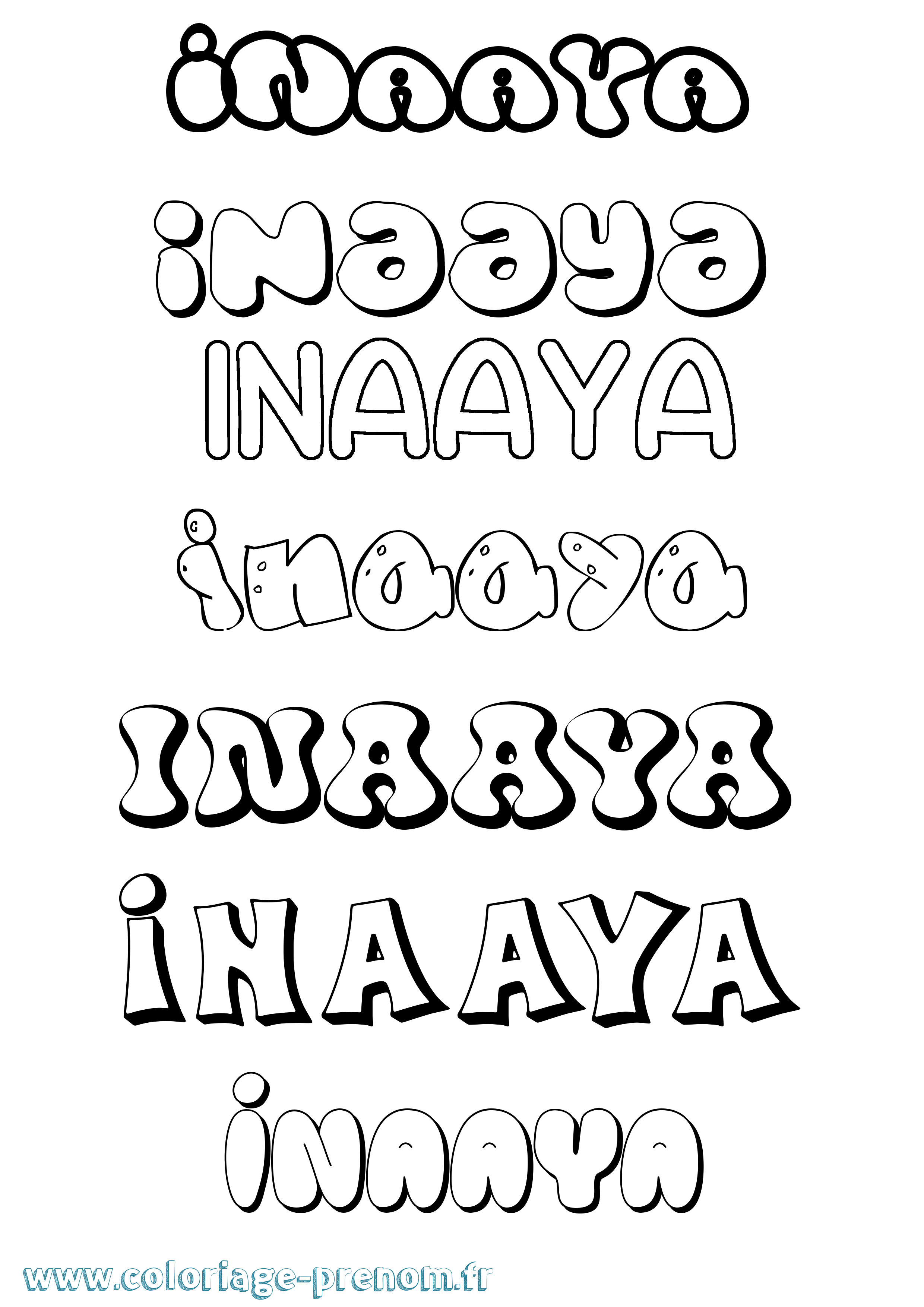 Coloriage Inaaya Bubble Coloriage prénom Inaaya Bubble