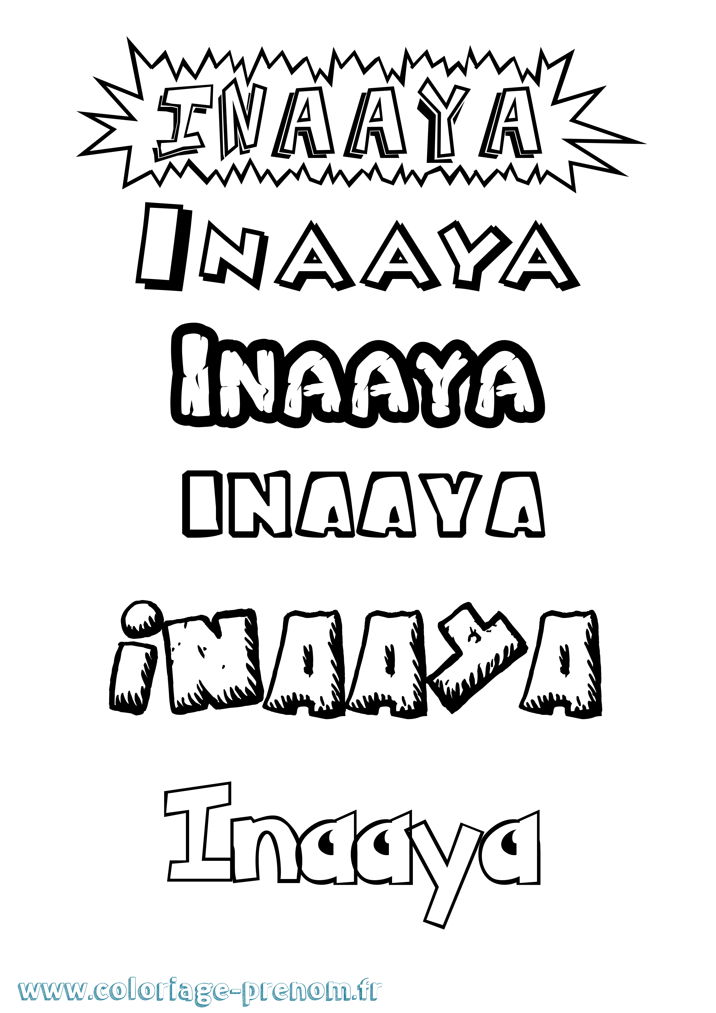 Coloriage Inaaya Dessin Animé Coloriage prénom Inaaya Dessin Animé