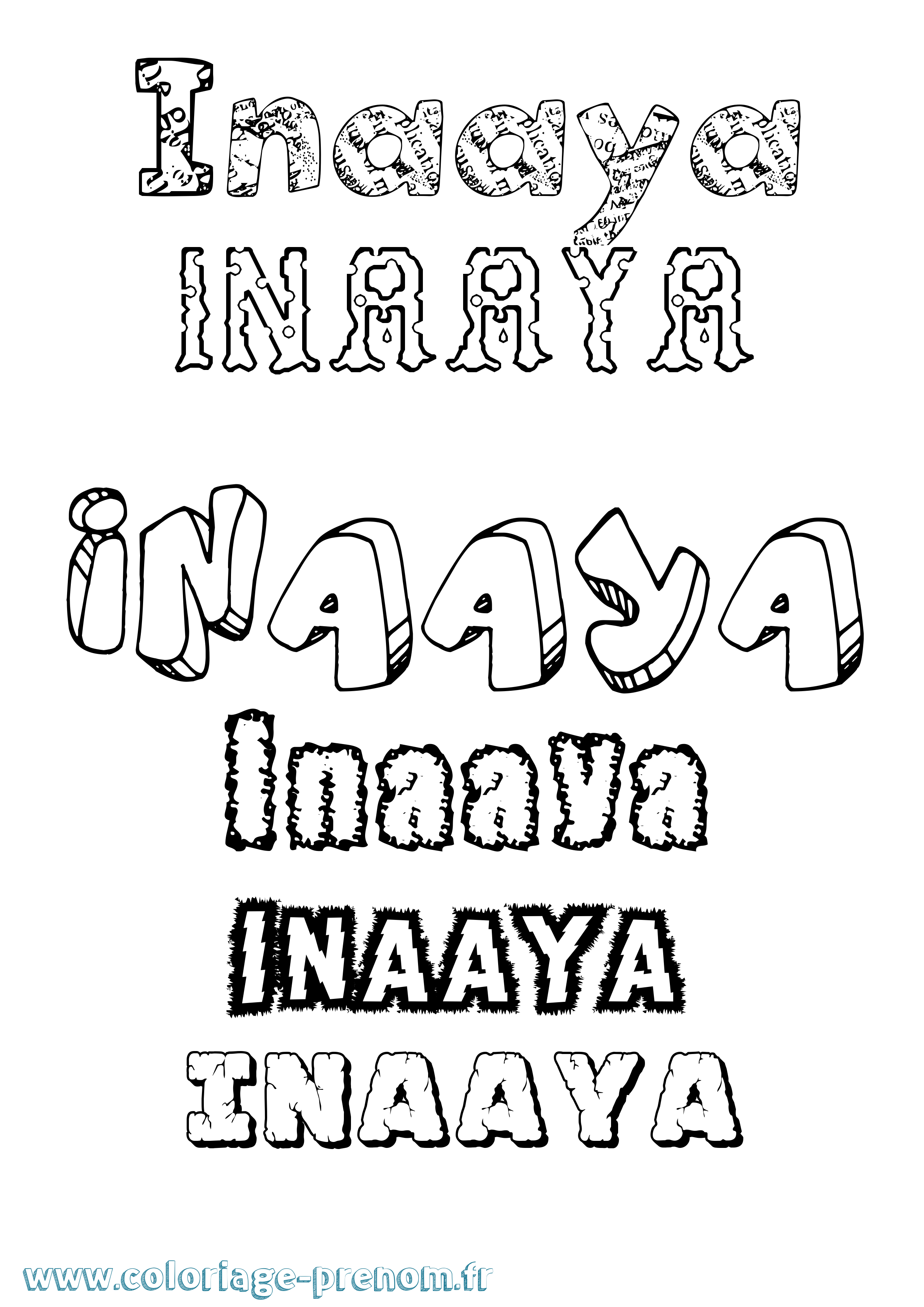 Coloriage Inaaya Destructuré Coloriage prénom Inaaya Destructuré