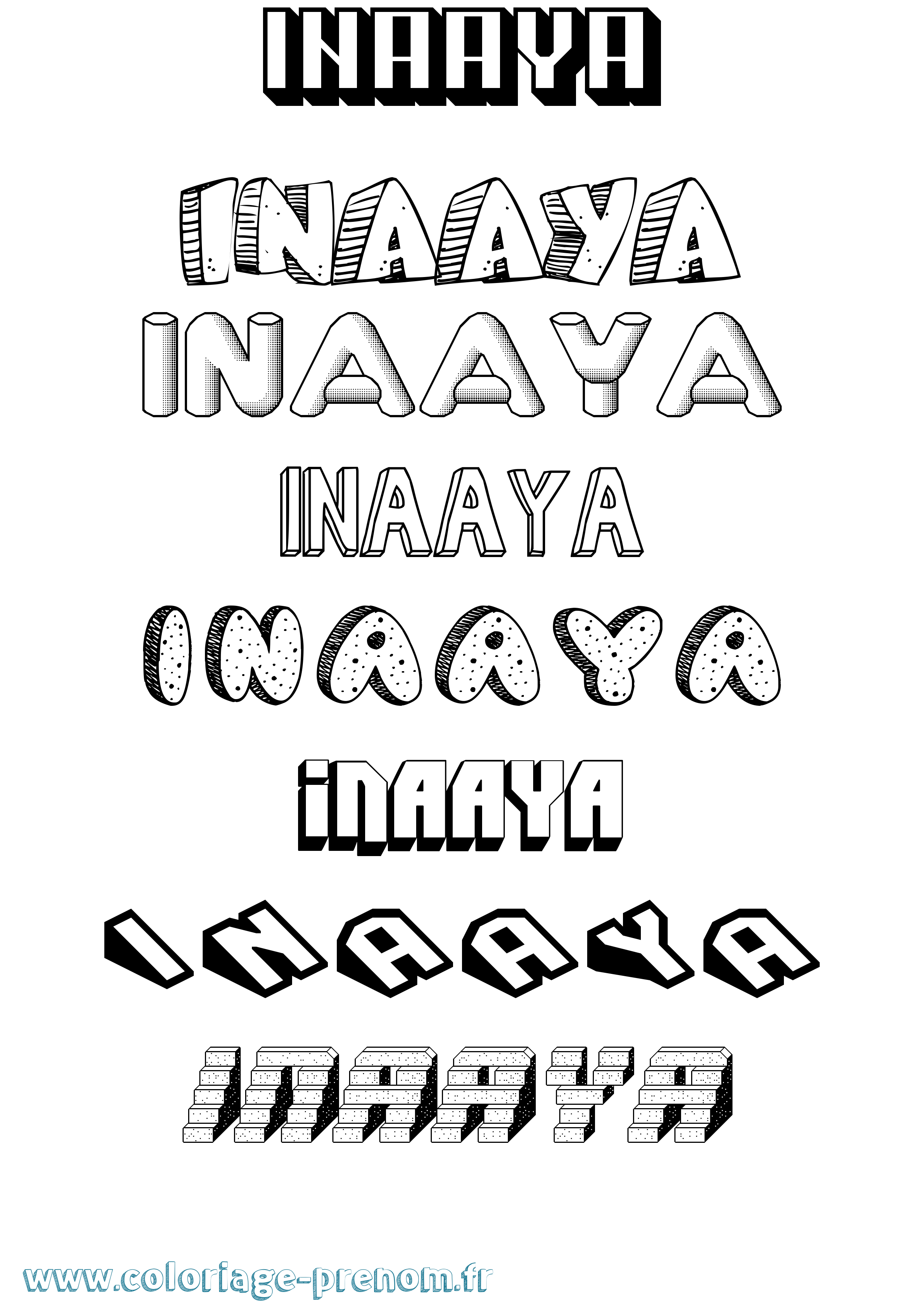 Coloriage Inaaya Effet 3D Coloriage prénom Inaaya Effet 3D
