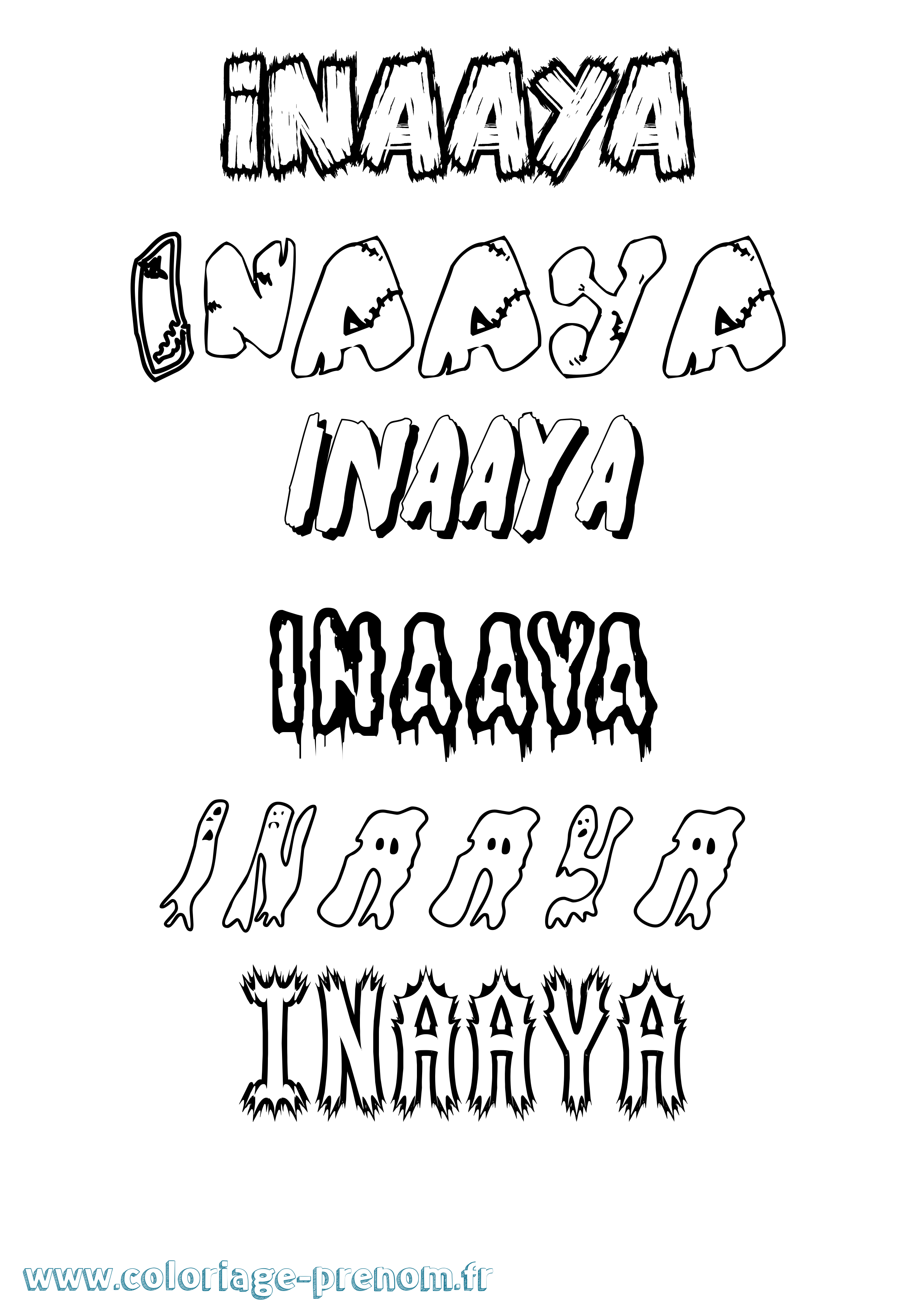 Coloriage Inaaya Frisson Coloriage prénom Inaaya Frisson