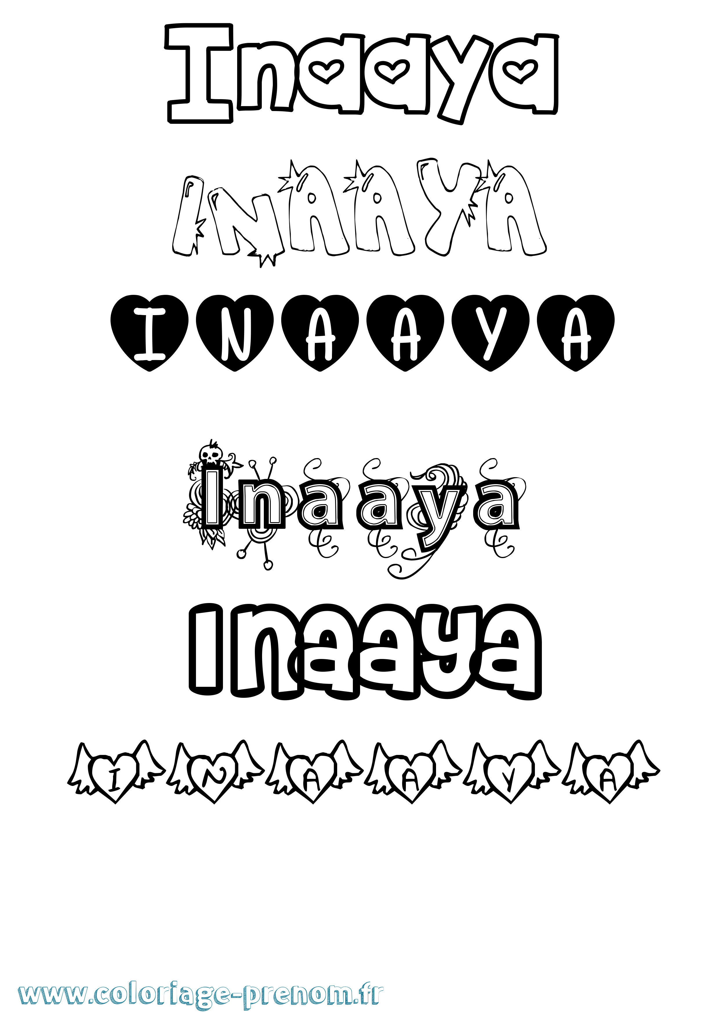 Coloriage Inaaya Girly Coloriage prénom Inaaya Girly