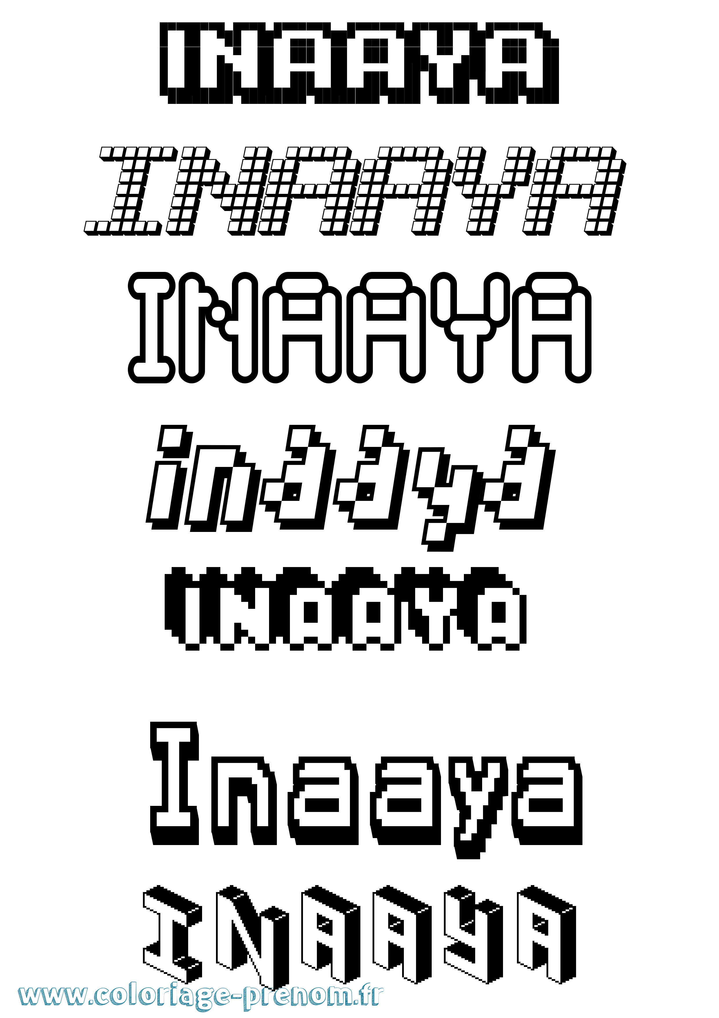 Coloriage Inaaya Pixel Coloriage prénom Inaaya Pixel