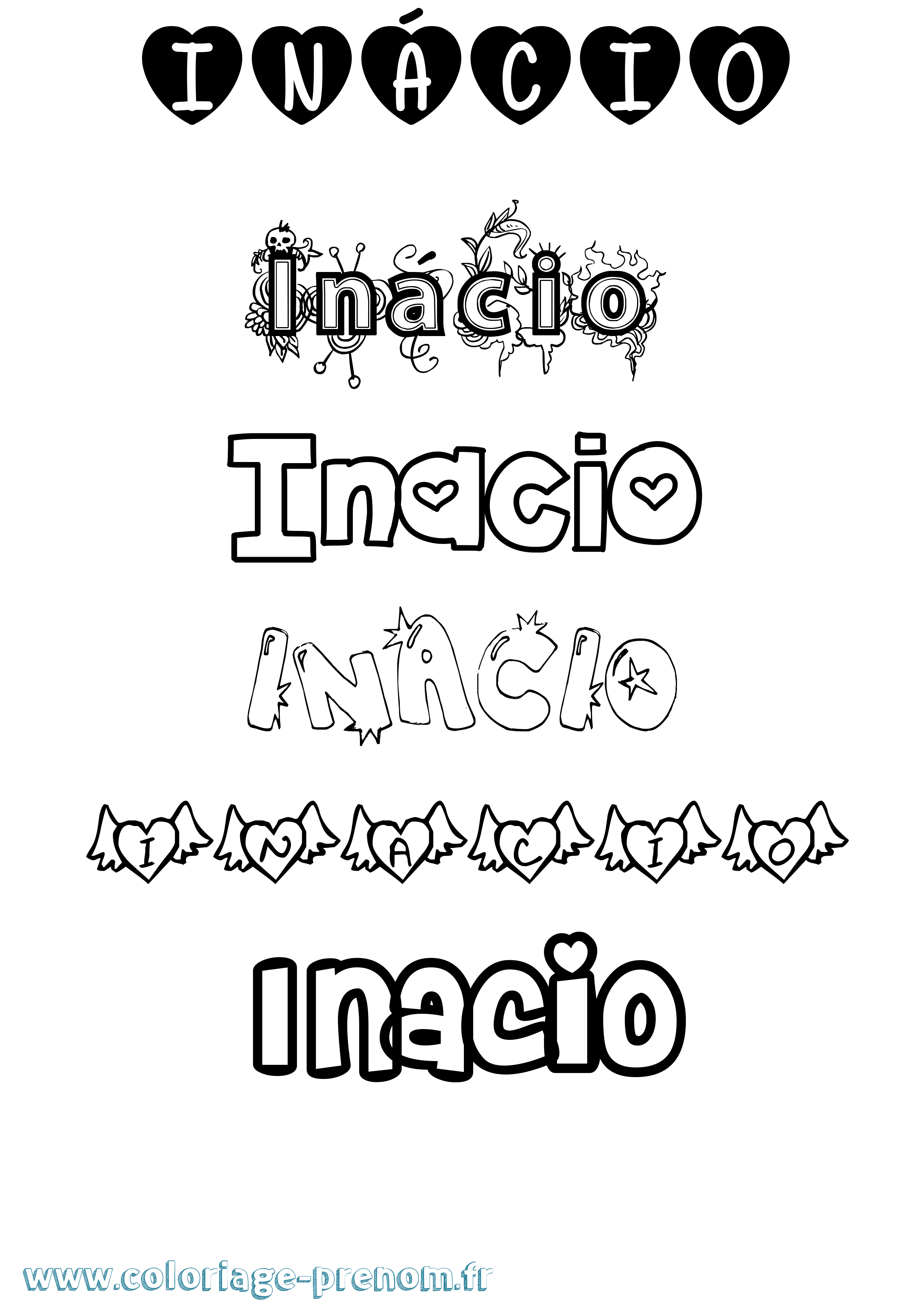 Coloriage Inácio Girly Coloriage prénom Inácio Girly