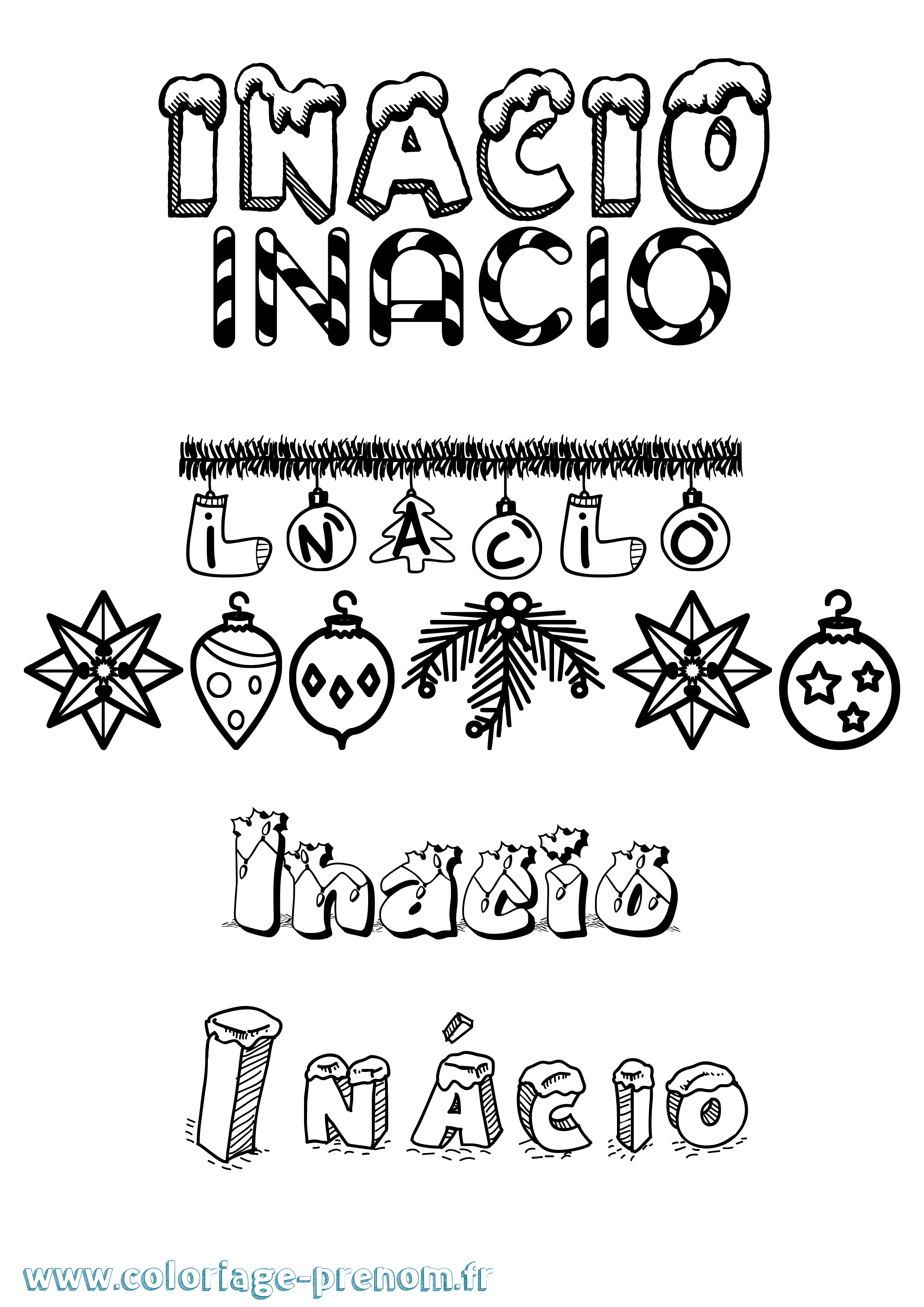 Coloriage Inácio Noël Coloriage prénom Inácio Noël