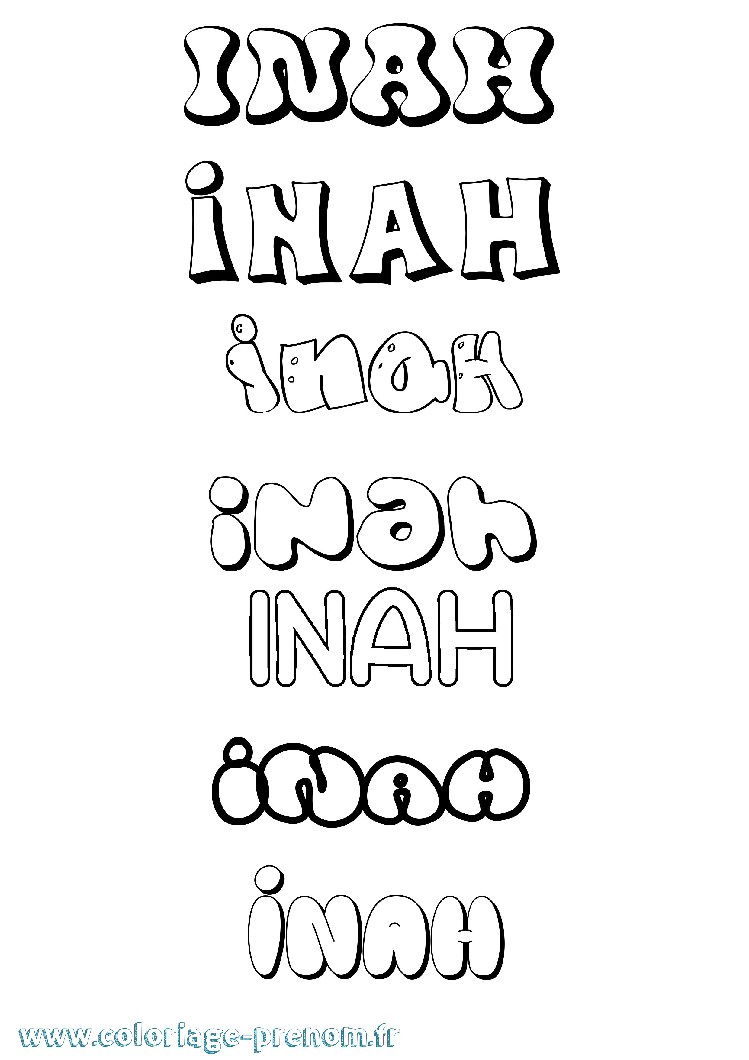 Coloriage Inah Bubble Coloriage prénom Inah Bubble