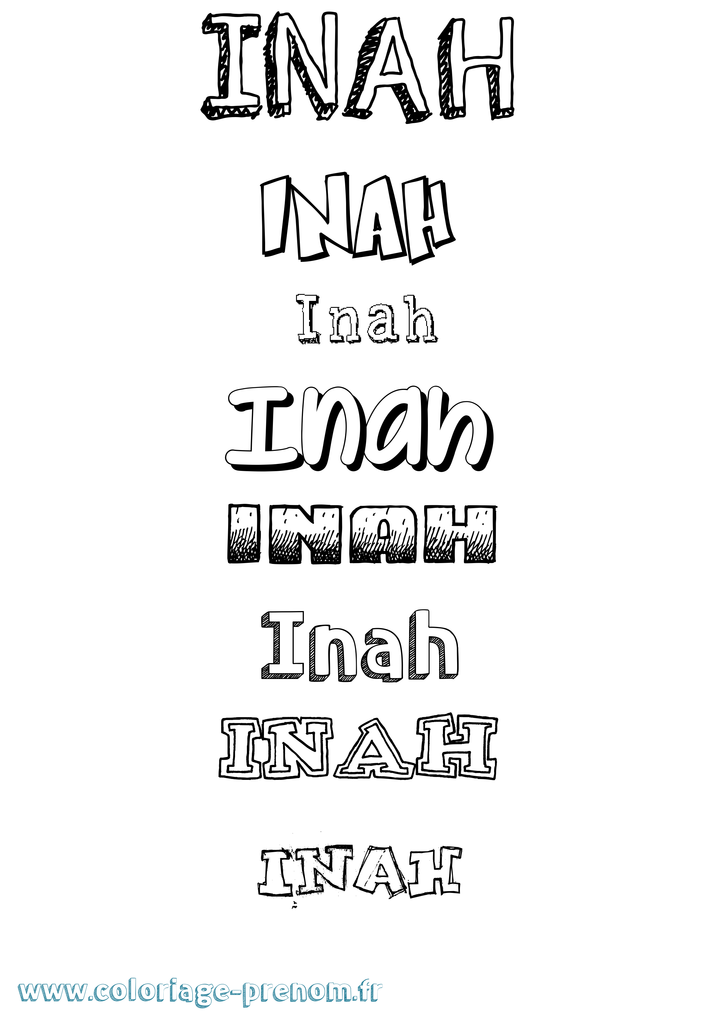 Coloriage Inah Dessiné Coloriage prénom Inah Dessiné