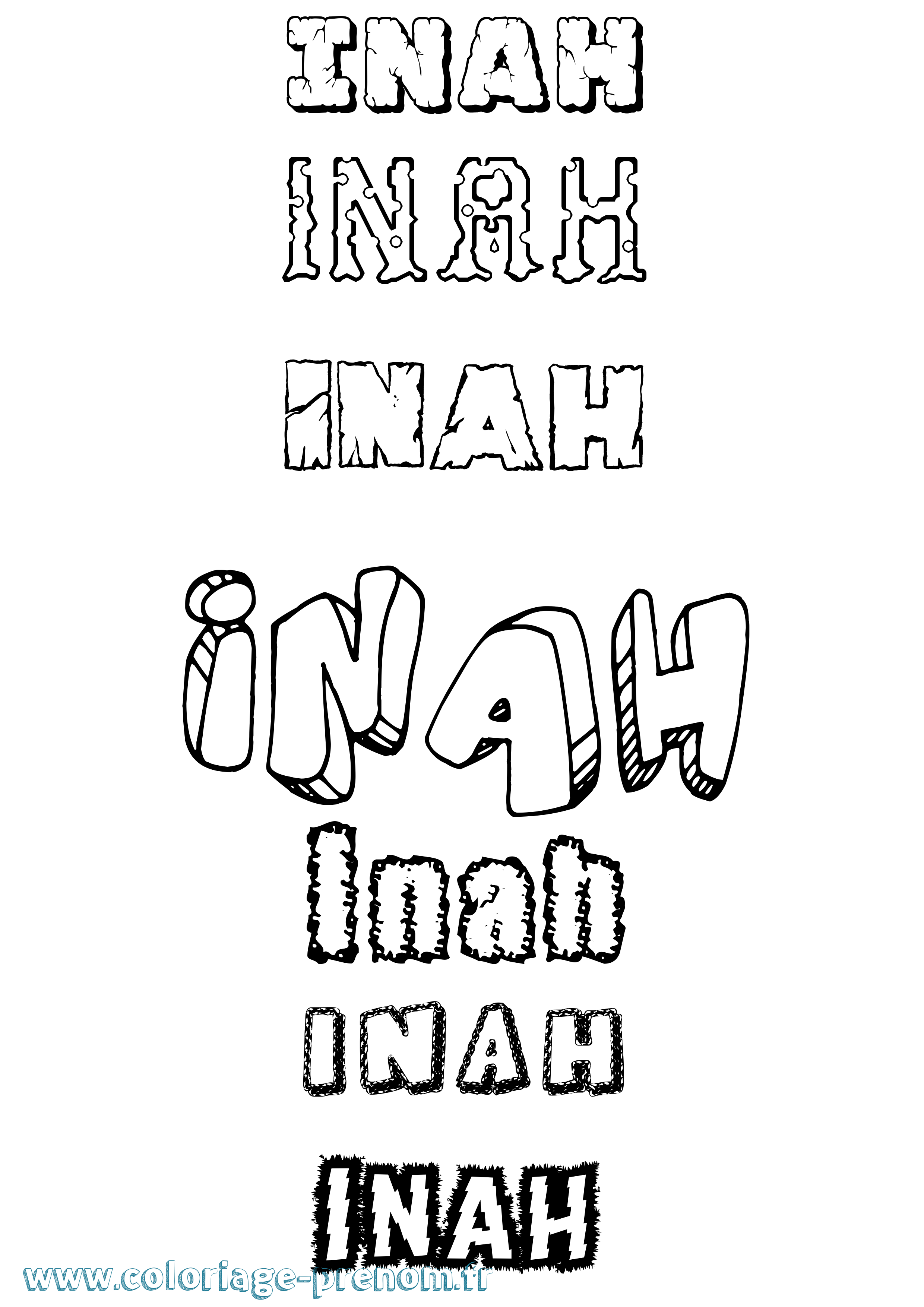 Coloriage Inah Destructuré Coloriage prénom Inah Destructuré