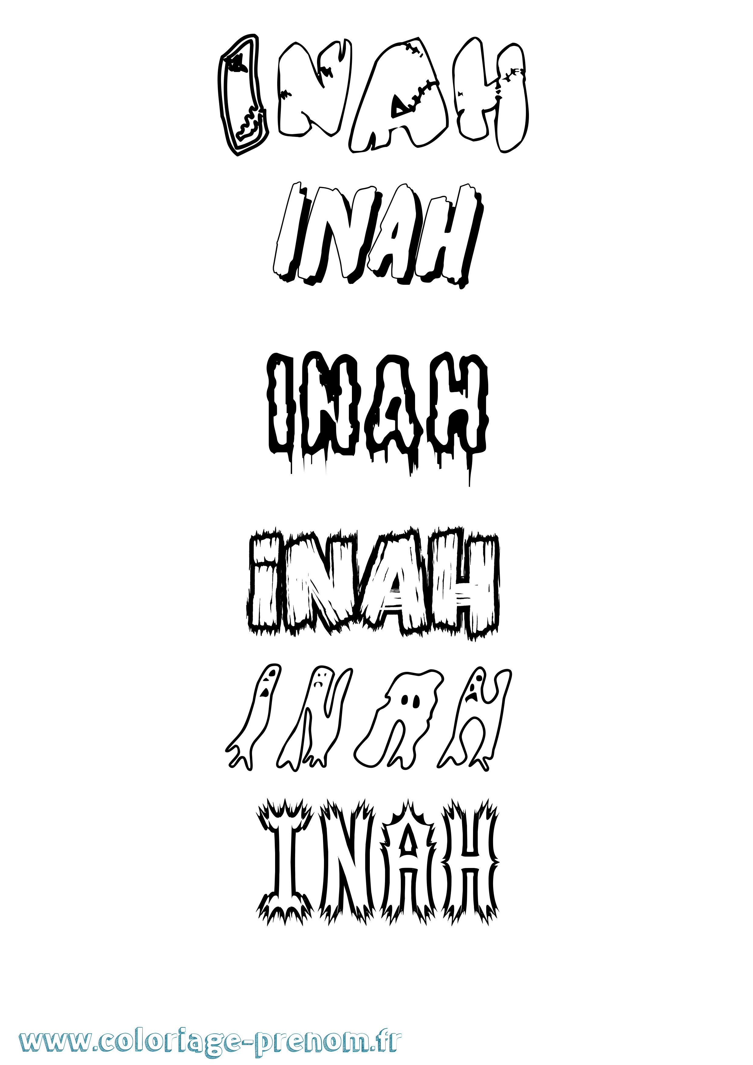 Coloriage Inah Frisson Coloriage prénom Inah Frisson