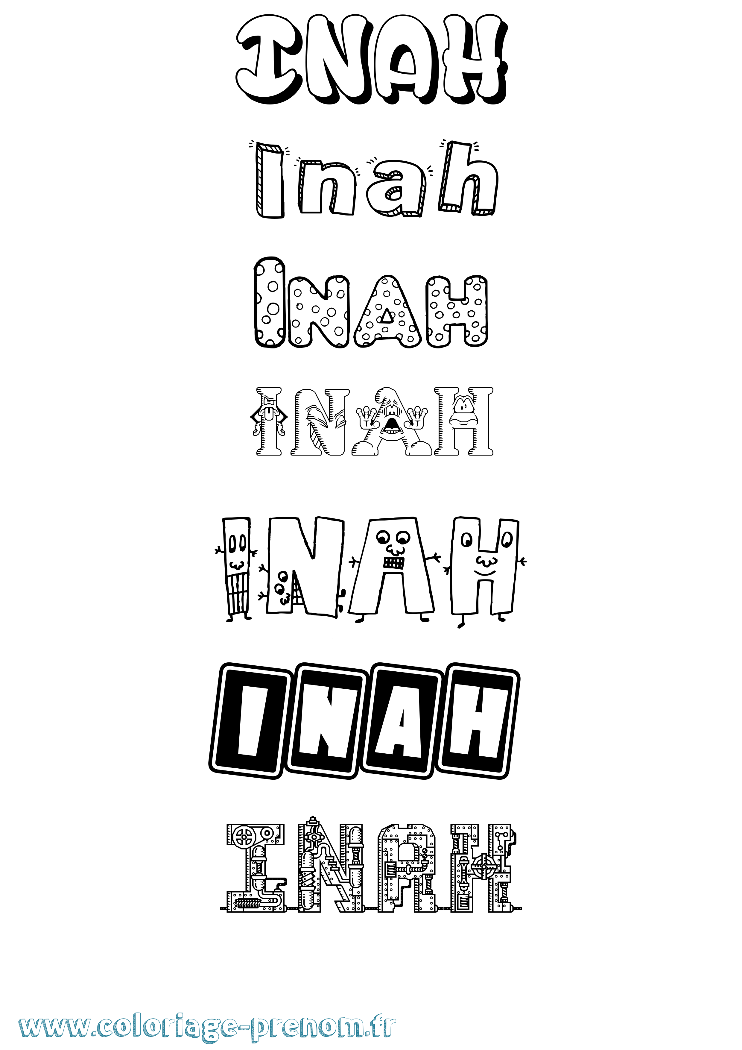 Coloriage Inah Fun Coloriage prénom Inah Fun
