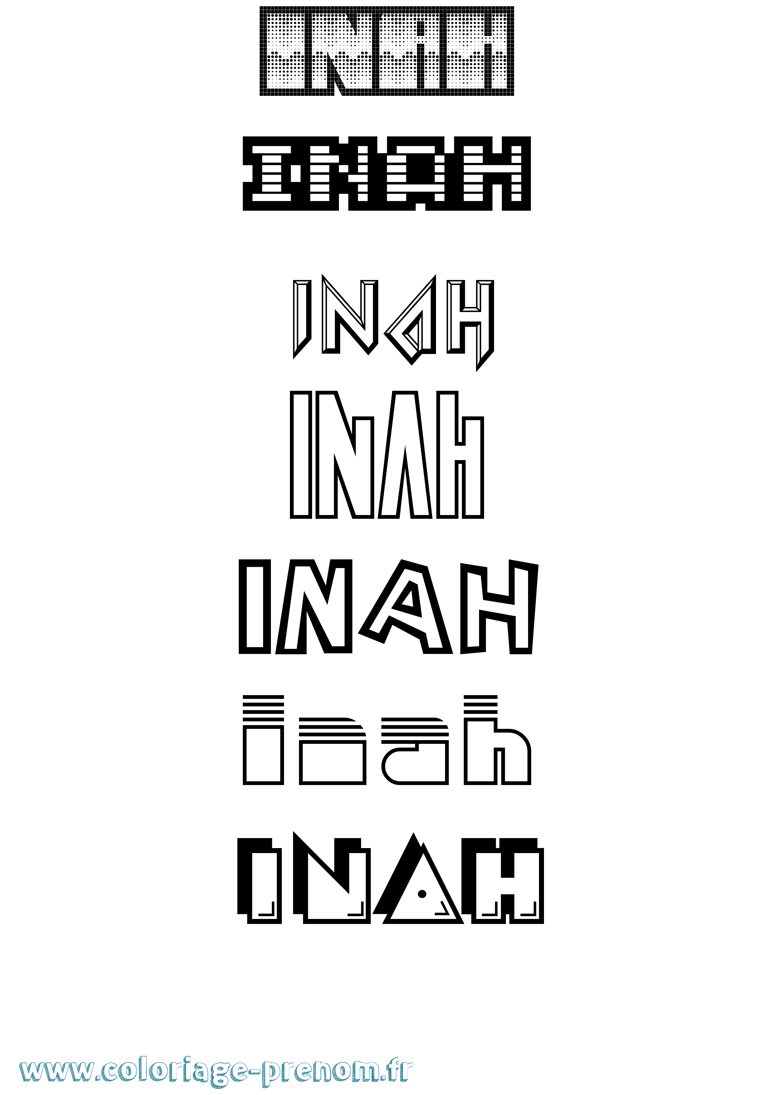 Coloriage Inah Jeux Vidéos Coloriage prénom Inah Jeux Vidéos