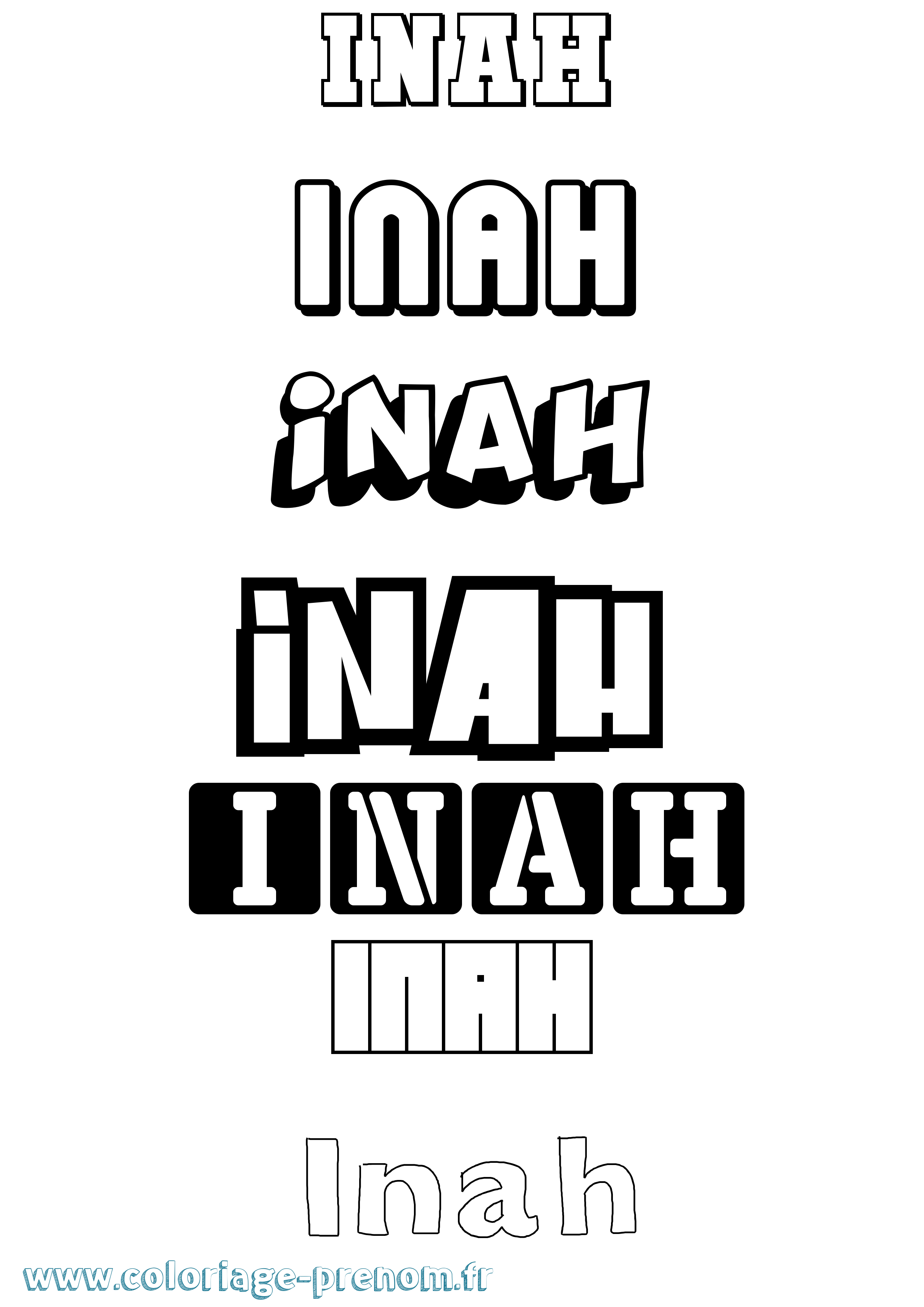 Coloriage Inah Simple Coloriage prénom Inah Simple