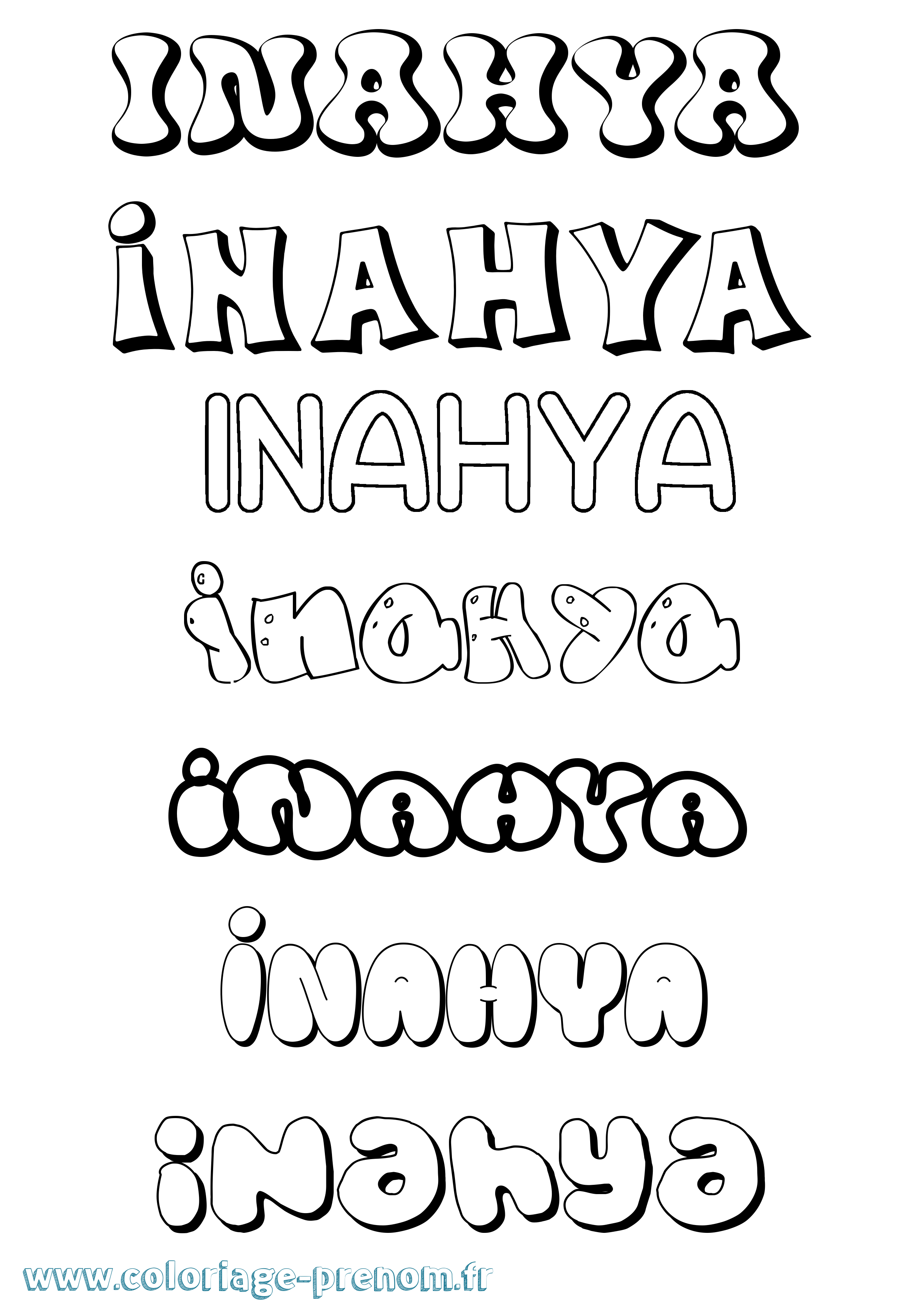 Coloriage Inahya Bubble Coloriage prénom Inahya Bubble