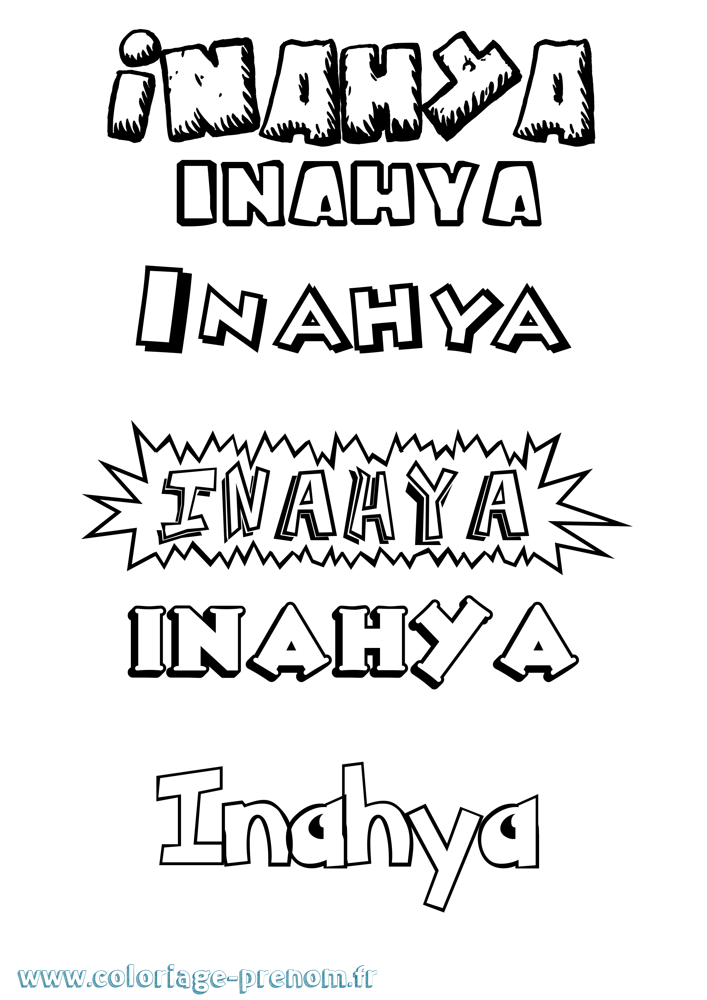 Coloriage Inahya Dessin Animé Coloriage prénom Inahya Dessin Animé