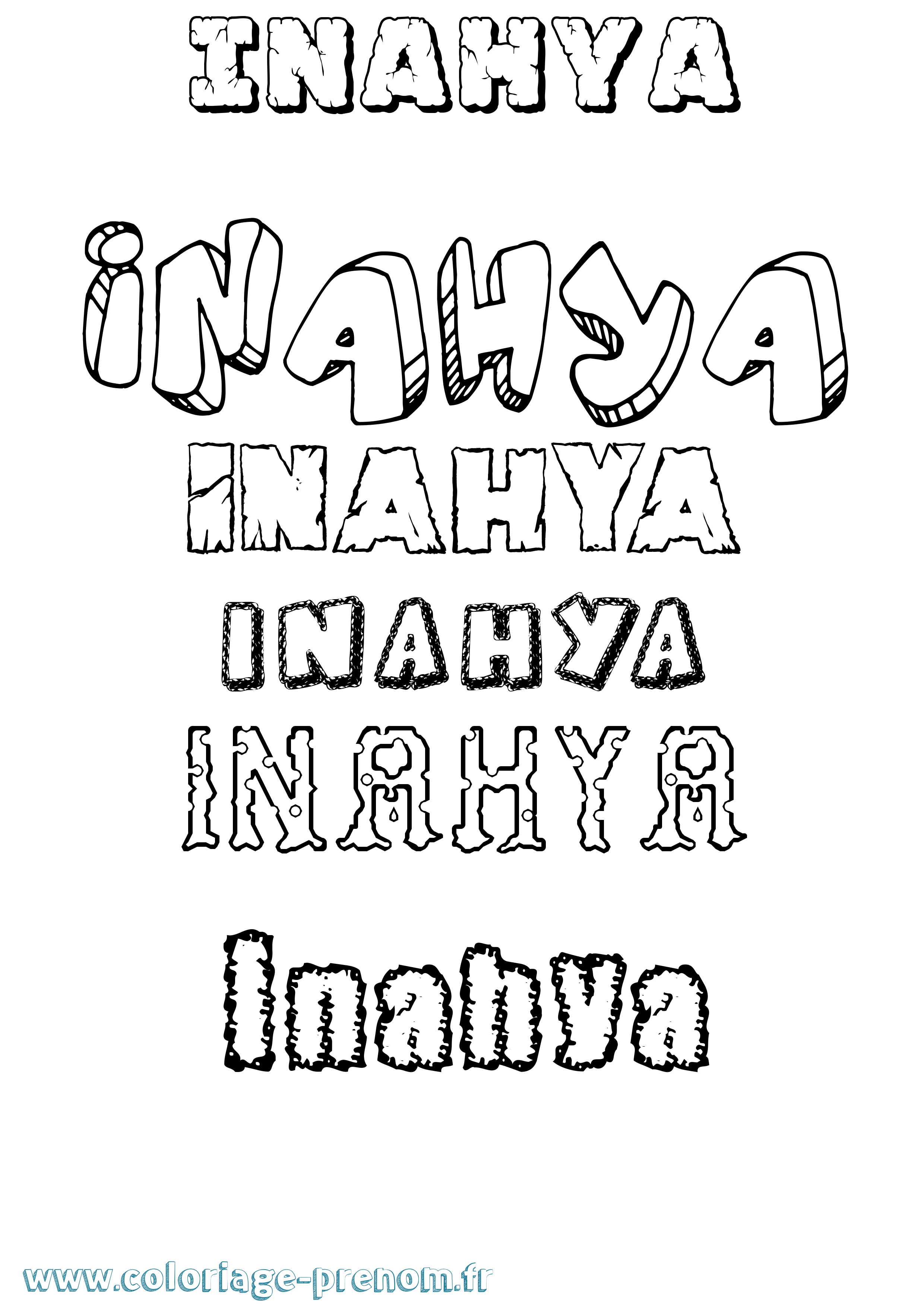 Coloriage Inahya Destructuré Coloriage prénom Inahya Destructuré