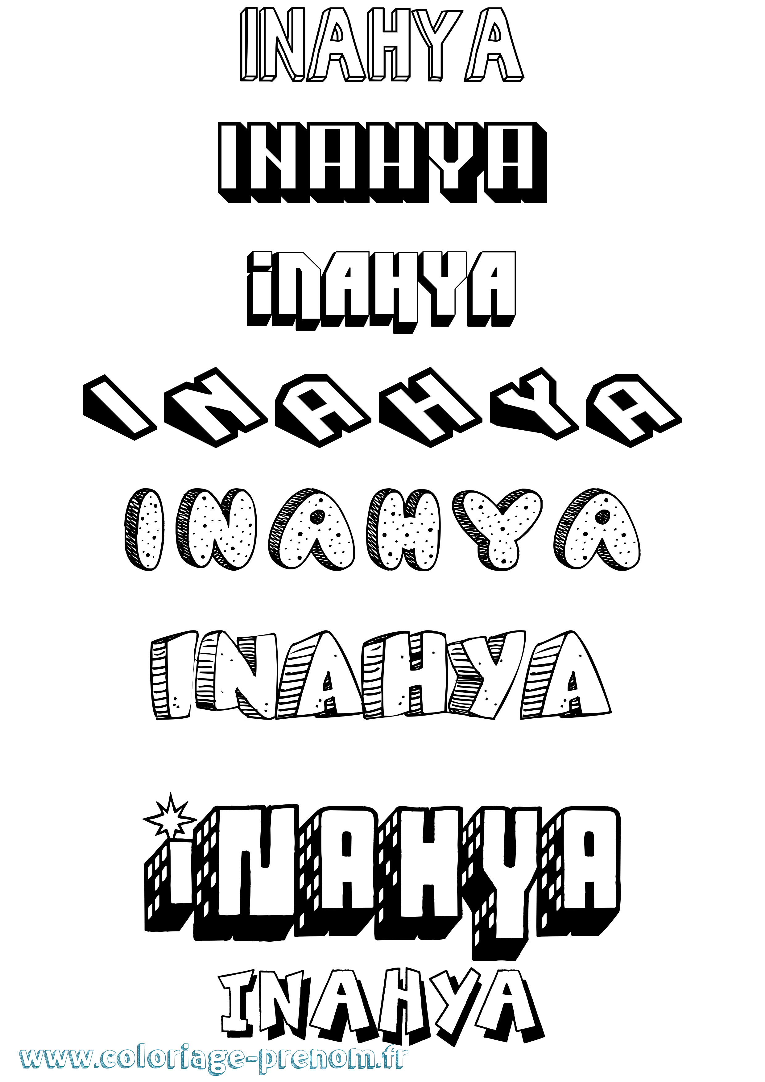 Coloriage Inahya Effet 3D Coloriage prénom Inahya Effet 3D