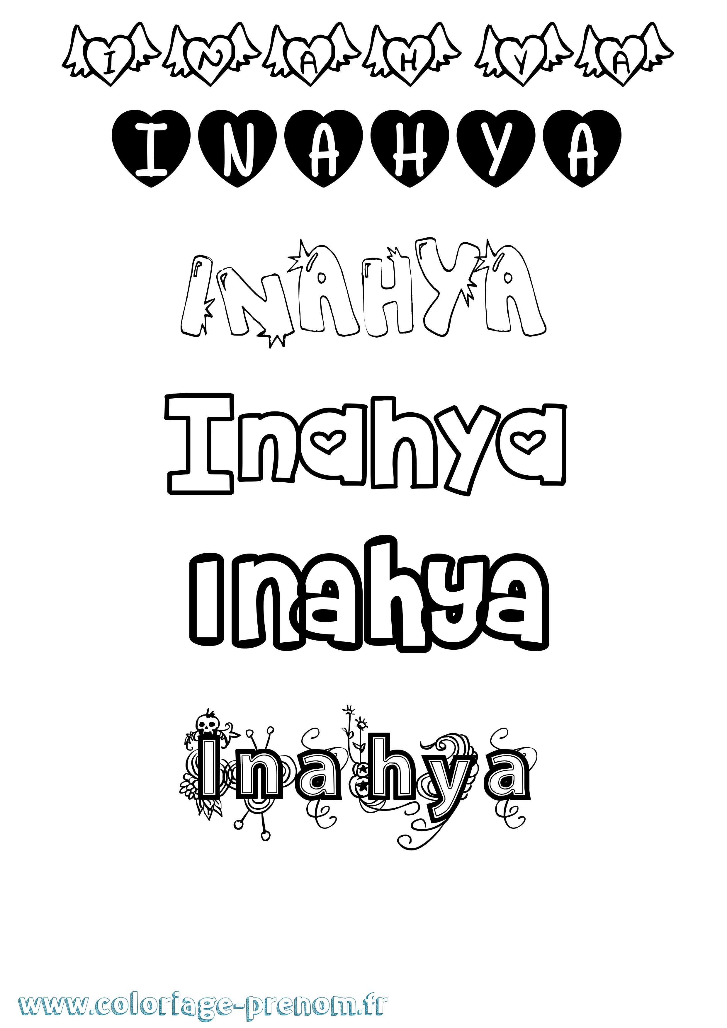 Coloriage Inahya Girly Coloriage prénom Inahya Girly
