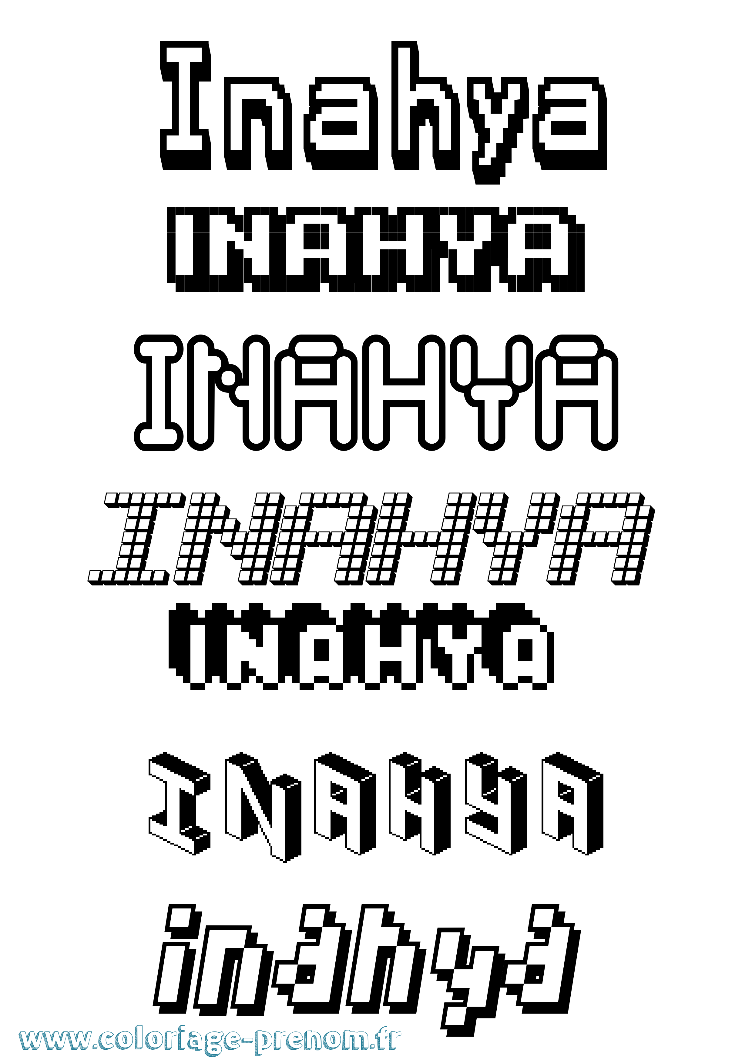 Coloriage Inahya Pixel Coloriage prénom Inahya Pixel
