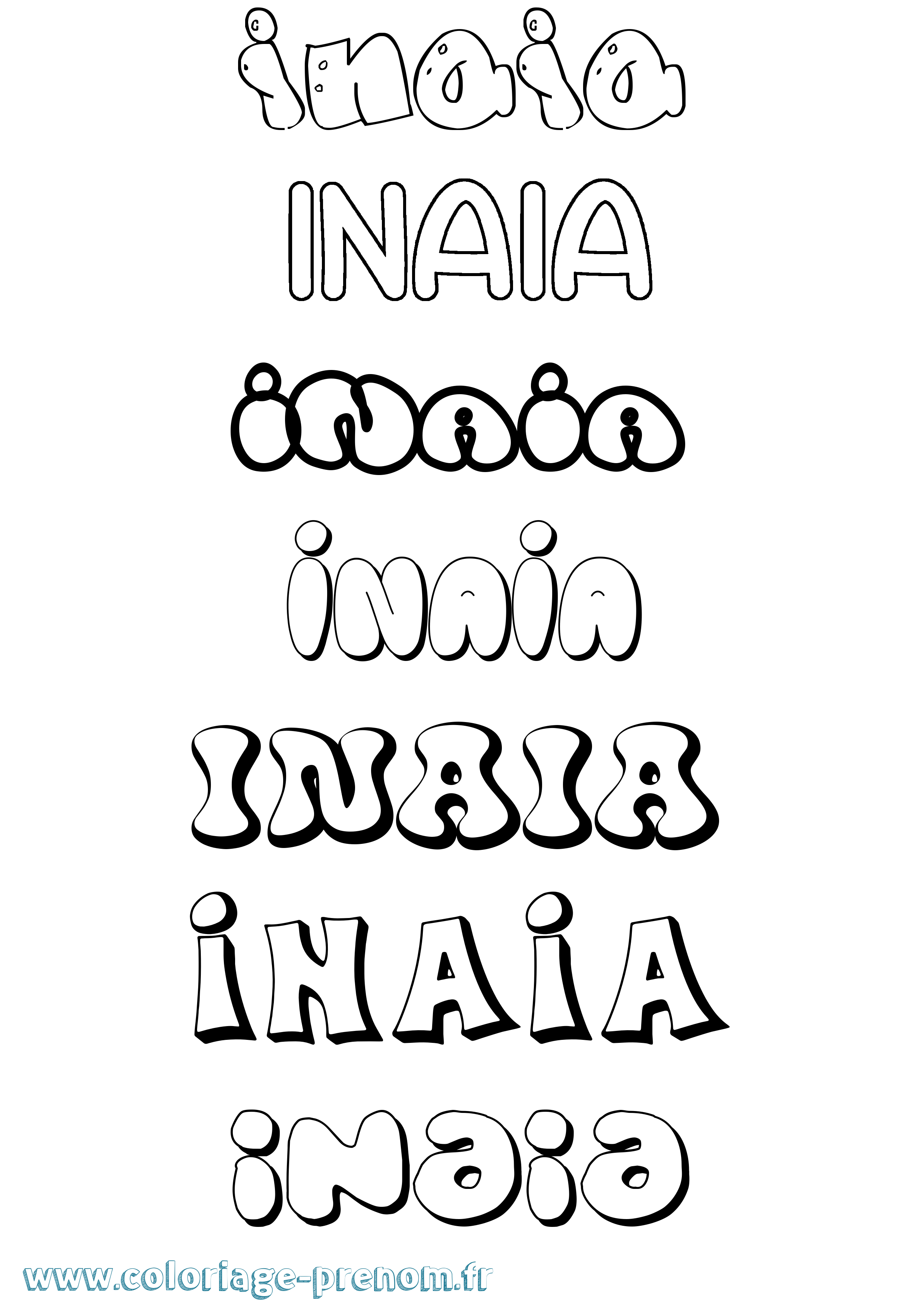 Coloriage Inaia Bubble Coloriage prénom Inaia Bubble
