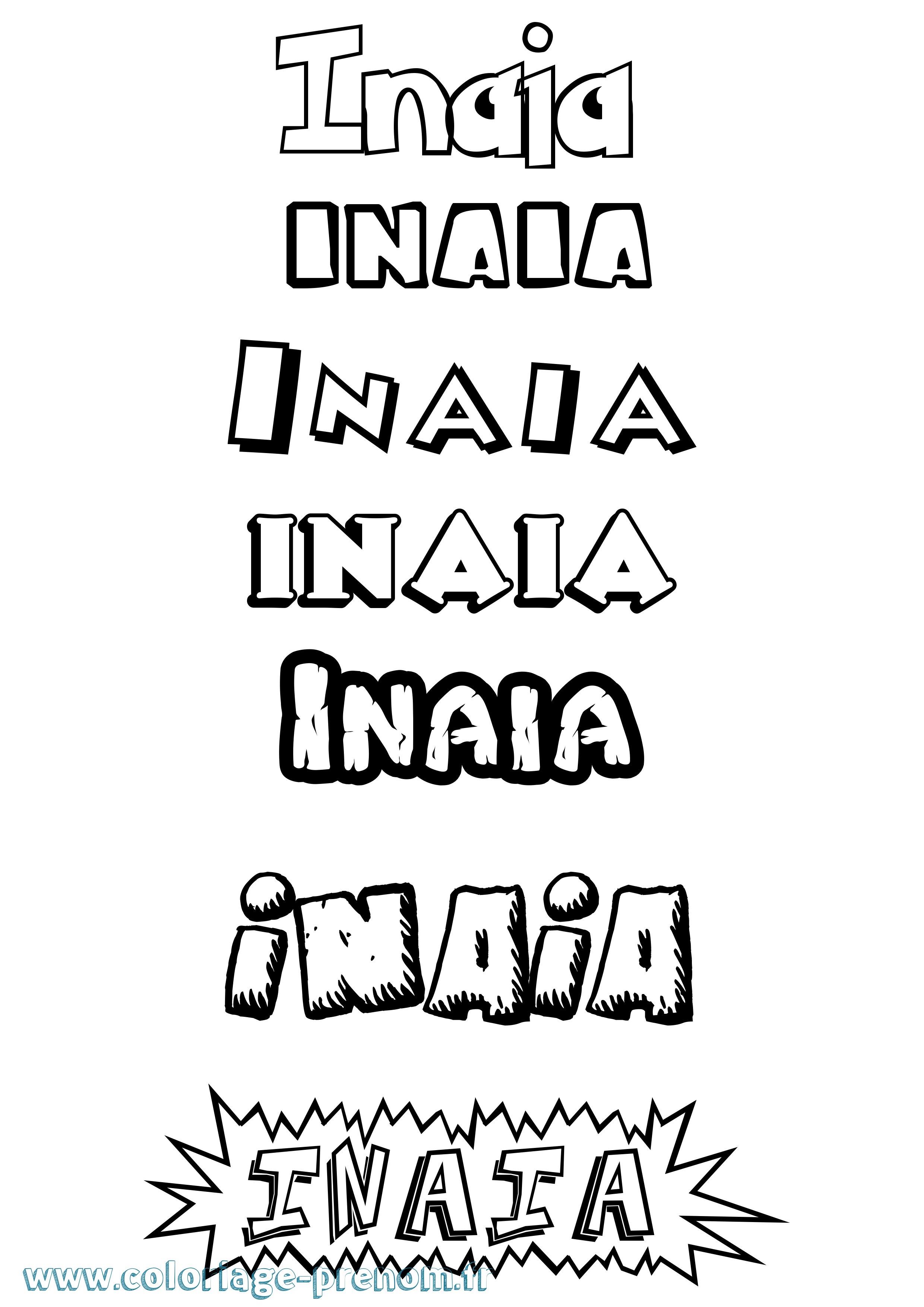 Coloriage Inaia Dessin Animé Coloriage prénom Inaia Dessin Animé