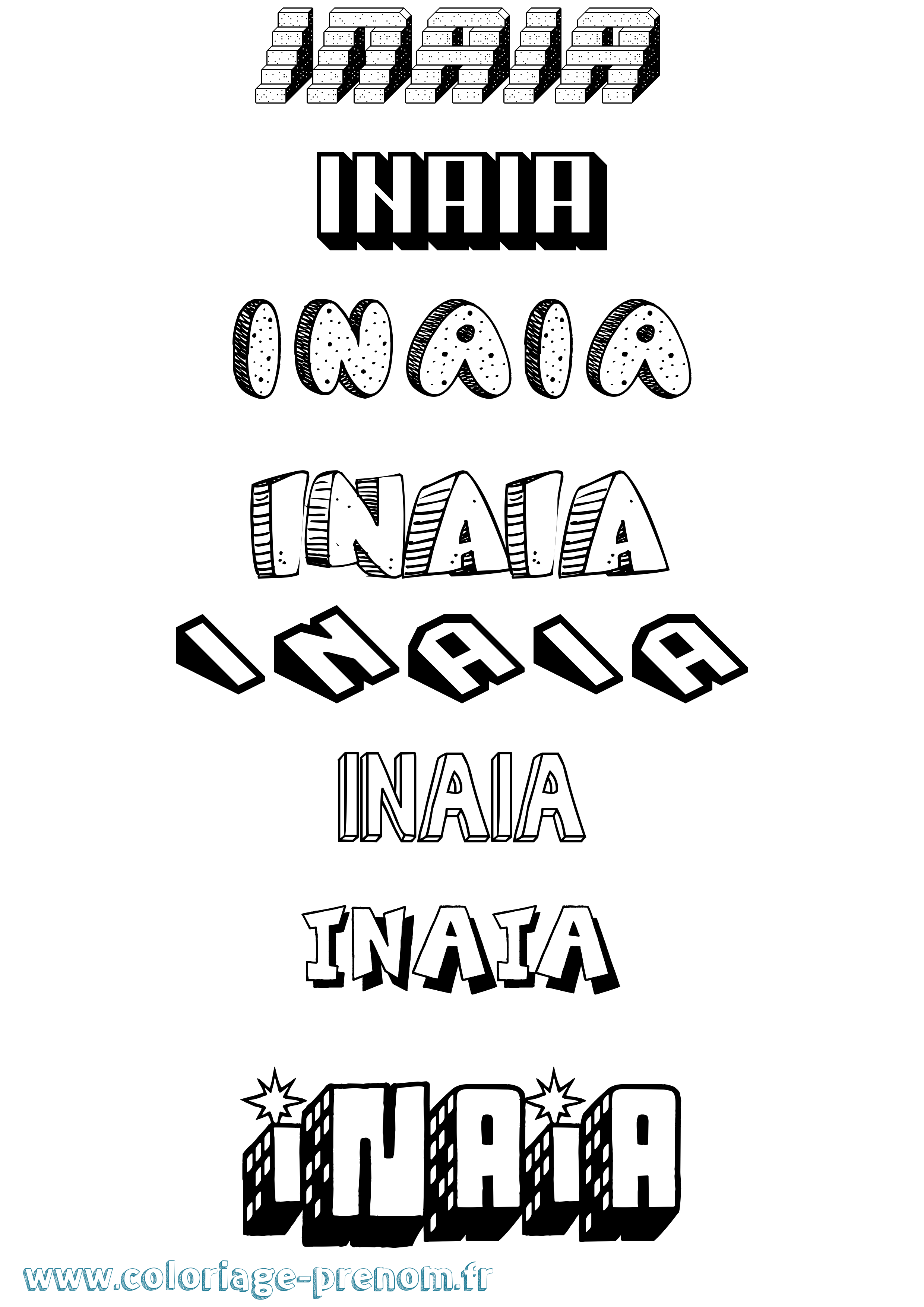 Coloriage Inaia Effet 3D Coloriage prénom Inaia Effet 3D