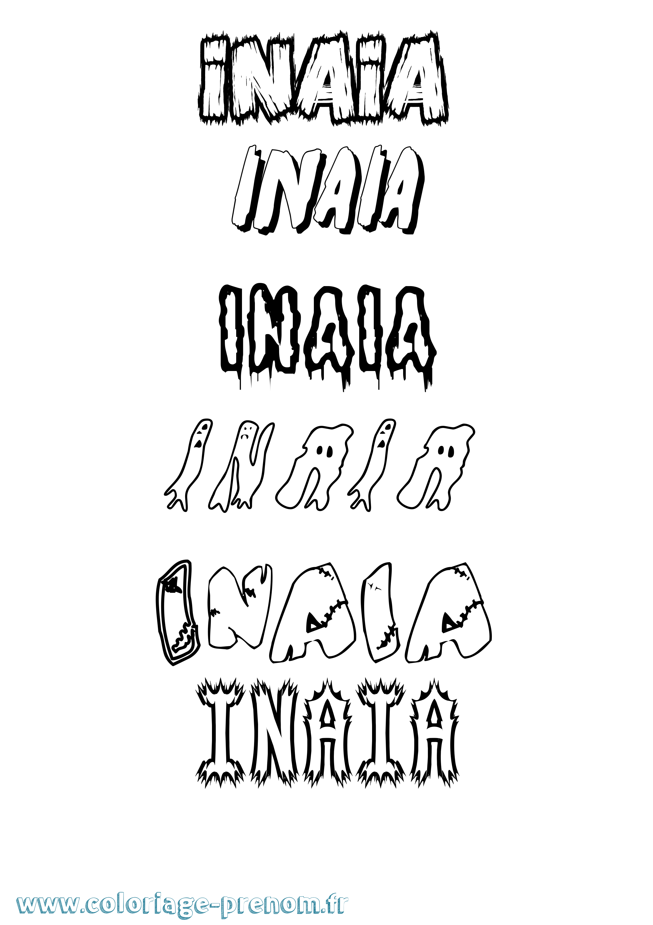 Coloriage Inaia Frisson Coloriage prénom Inaia Frisson