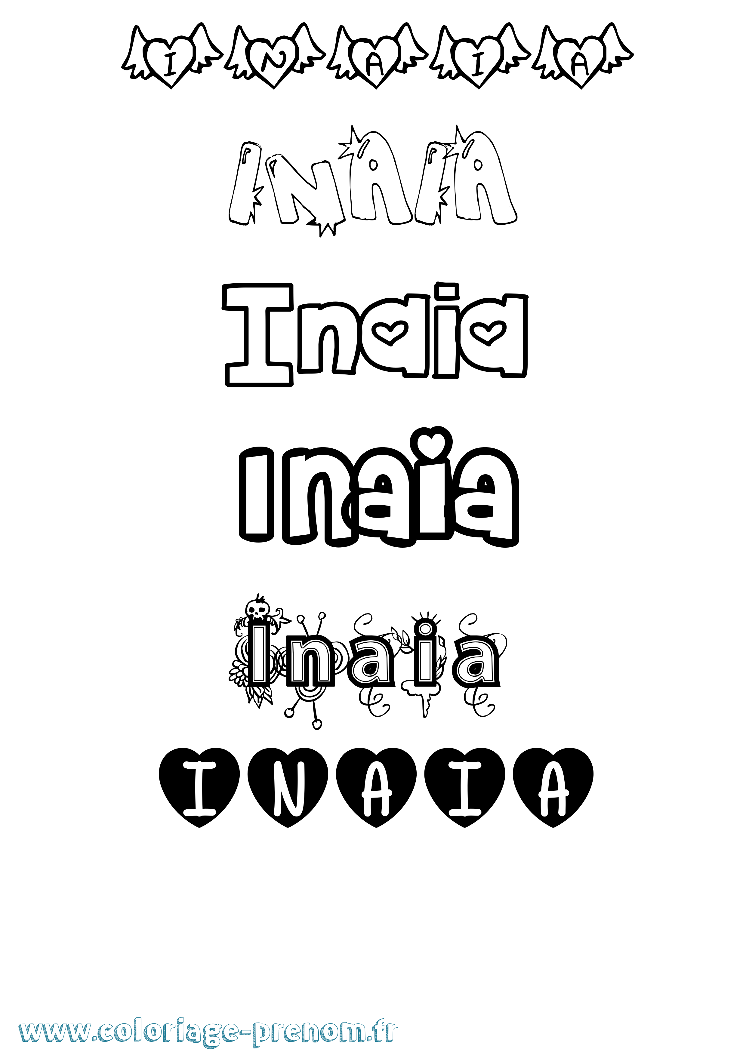 Coloriage Inaia Girly Coloriage prénom Inaia Girly