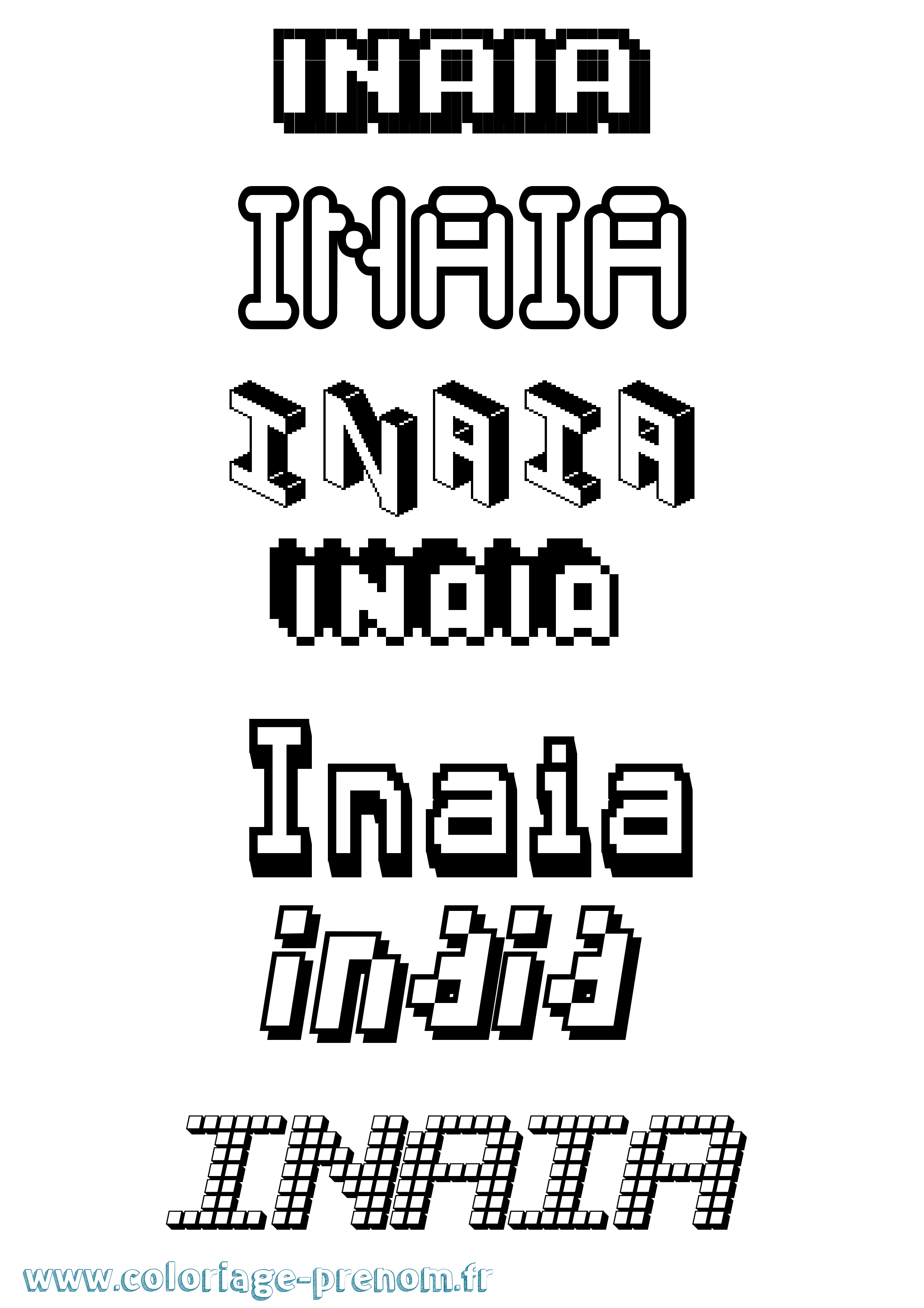 Coloriage Inaia Pixel Coloriage prénom Inaia Pixel