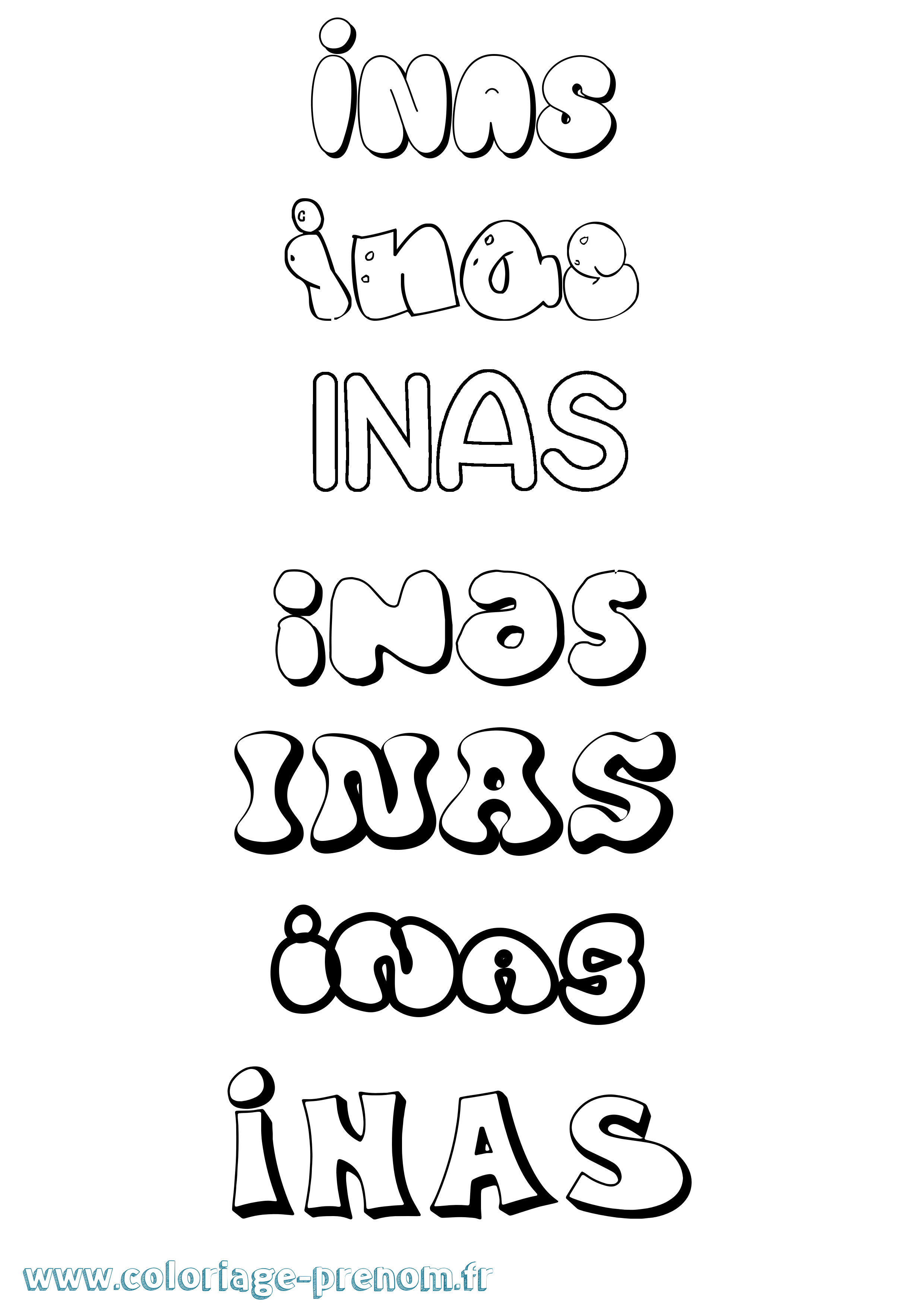 Coloriage Inas Bubble Coloriage prénom Inas Bubble