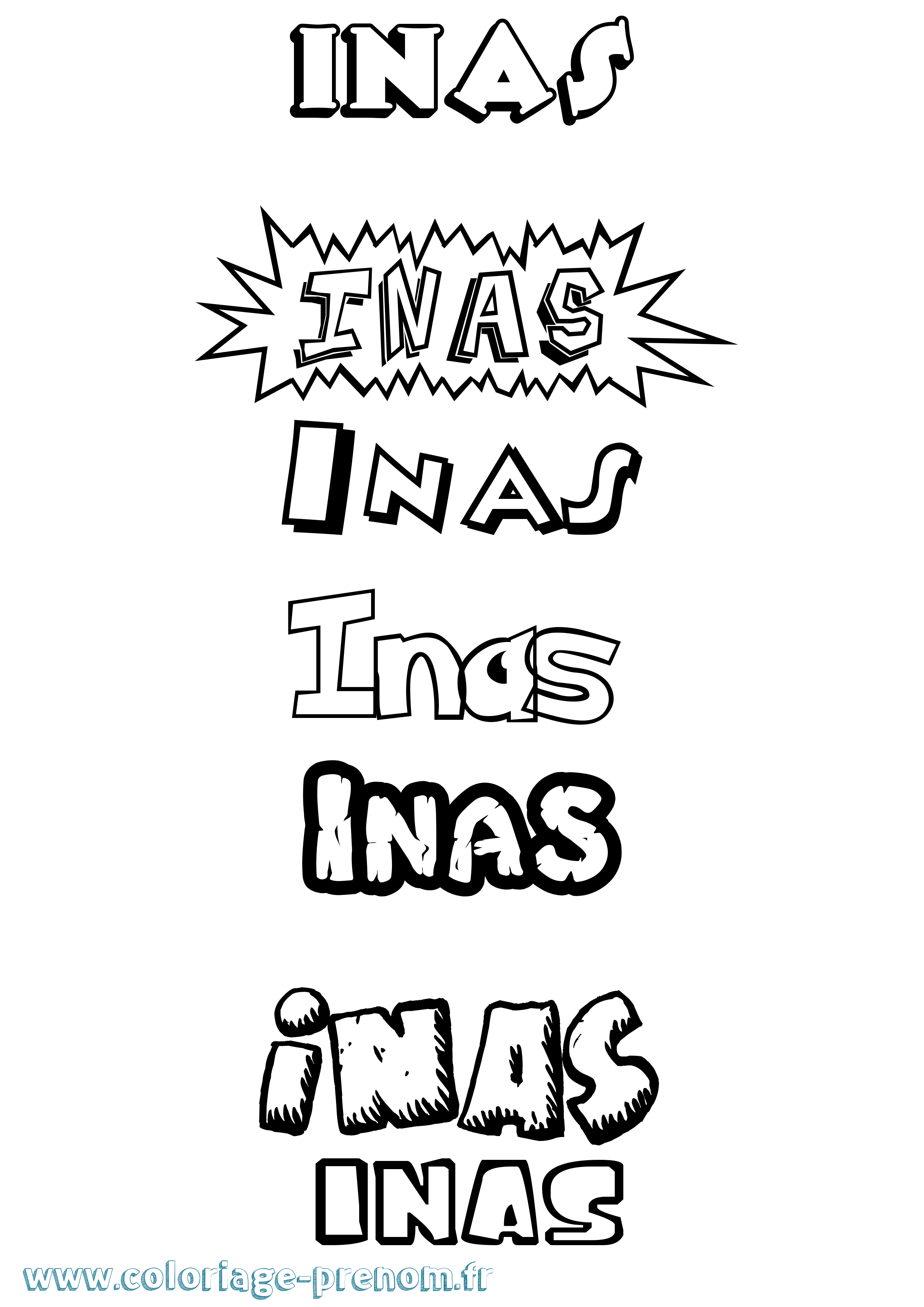 Coloriage Inas Dessin Animé Coloriage prénom Inas Dessin Animé
